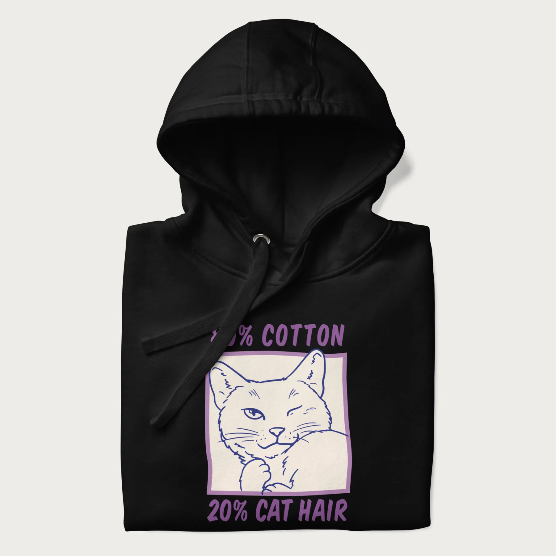 80% Cotton 20% Hair Funny Cat Hoodie - Image 3