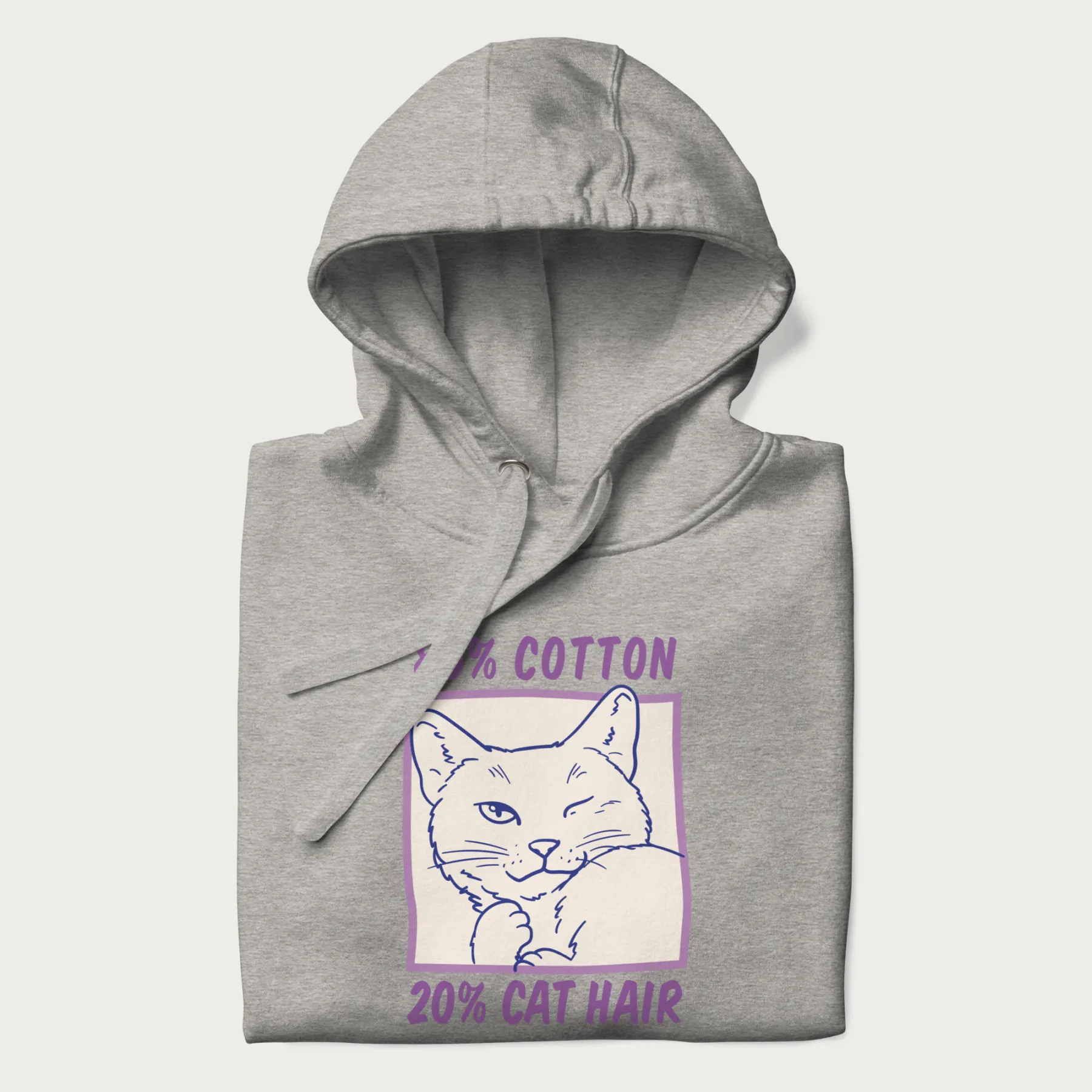 80% Cotton 20% Hair Funny Cat Hoodie - Image 5