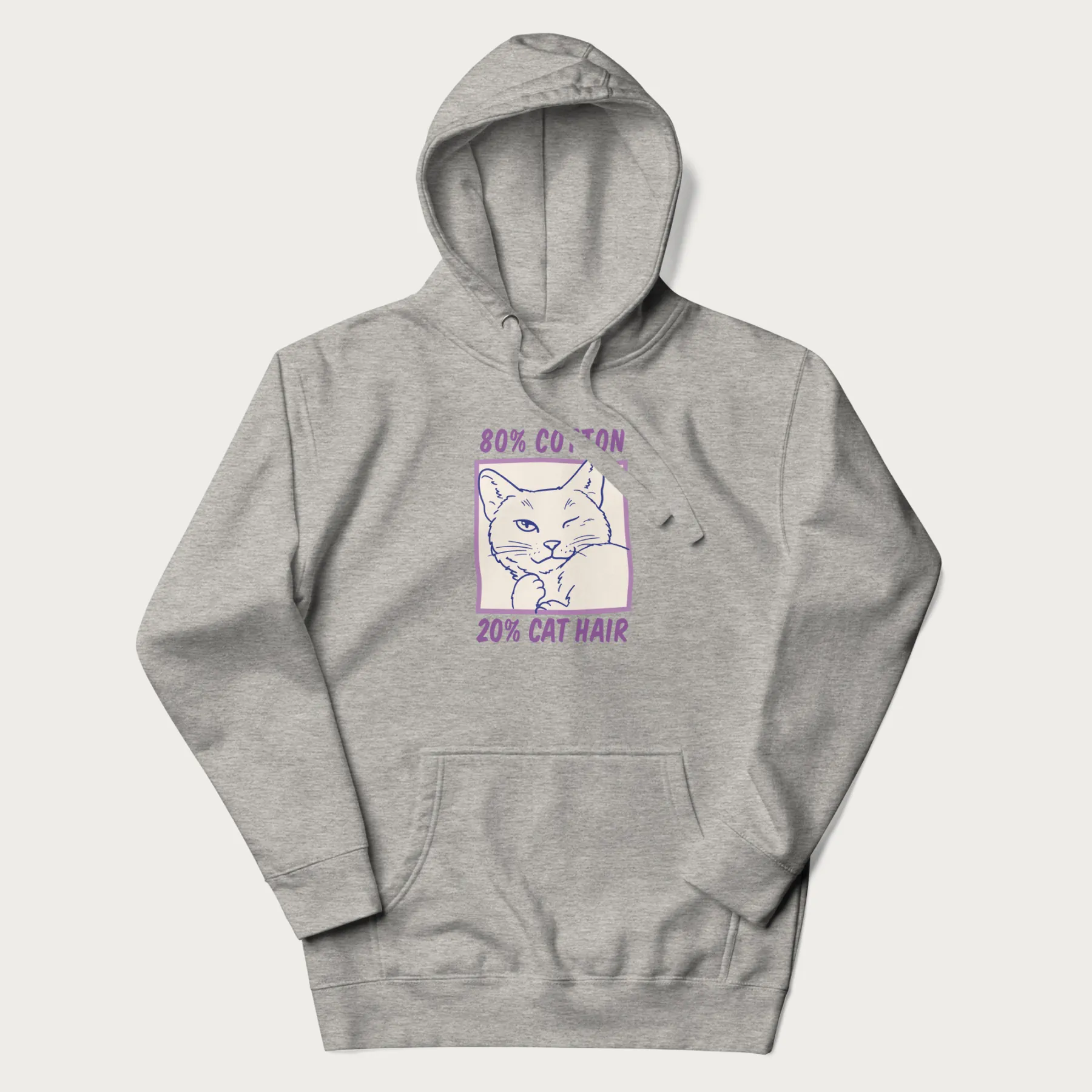 80% Cotton 20% Hair Funny Cat Hoodie - Image 6
