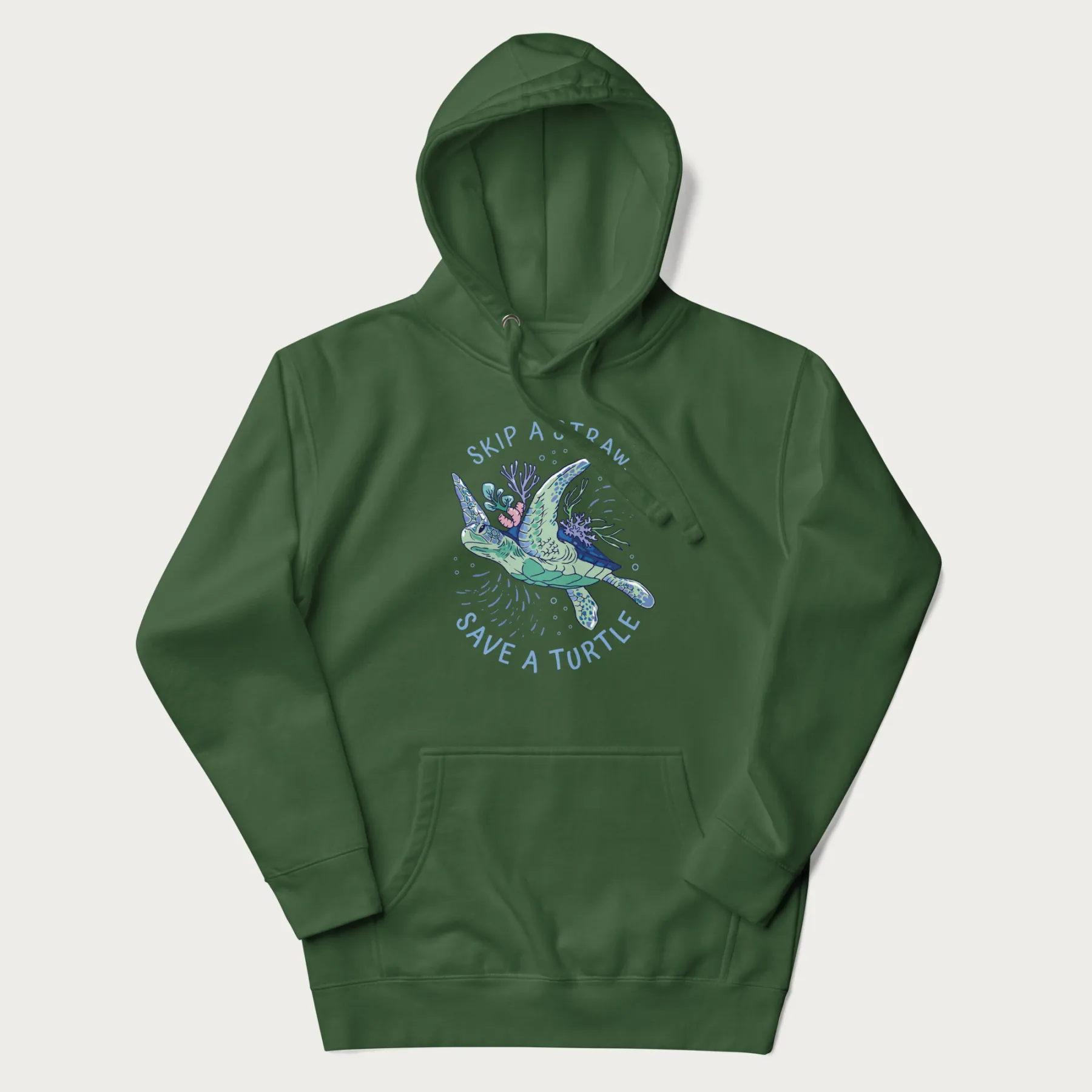 Coral Reef Skip a Straw, Save a Turtle Hoodie - Image 10