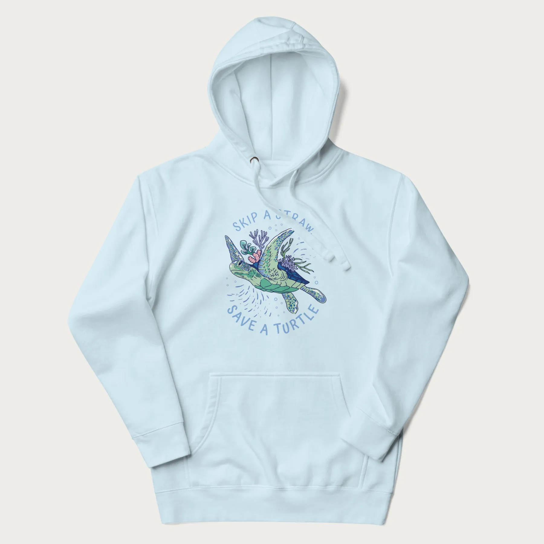 Coral Reef Skip a Straw, Save a Turtle Hoodie - Image 12
