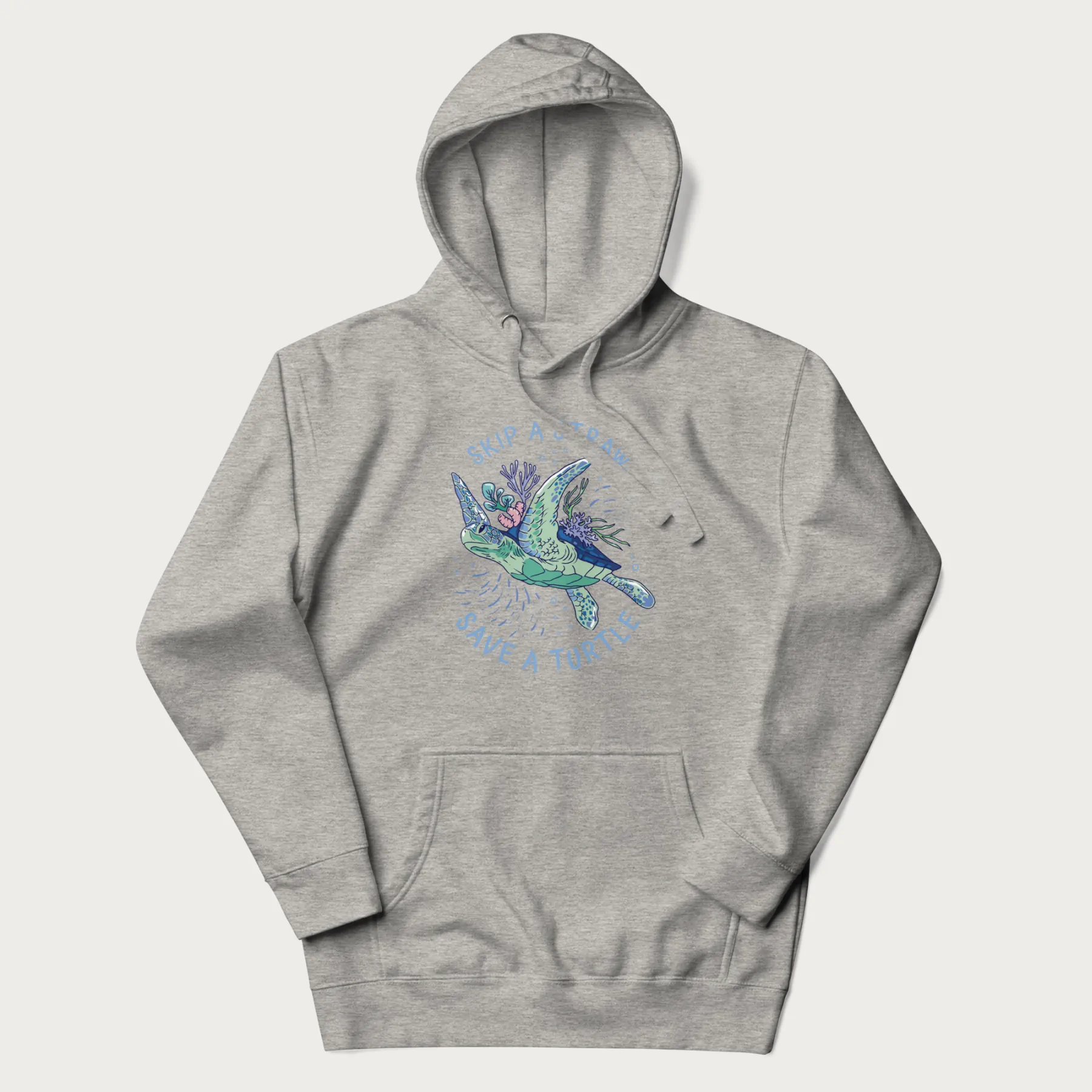 Coral Reef Skip a Straw, Save a Turtle Hoodie - Image 14