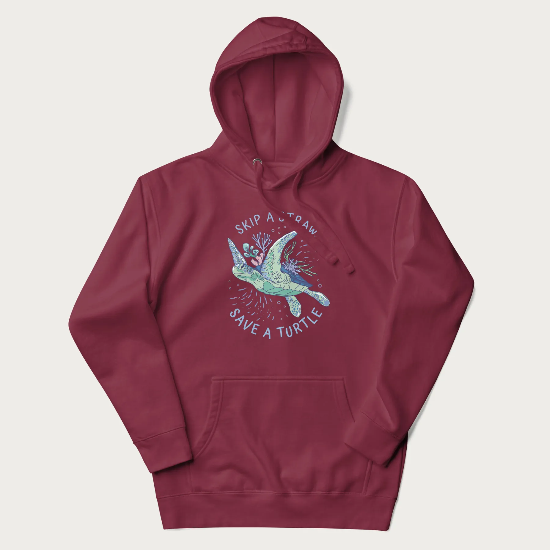 Coral Reef Skip a Straw, Save a Turtle Hoodie - Image 18