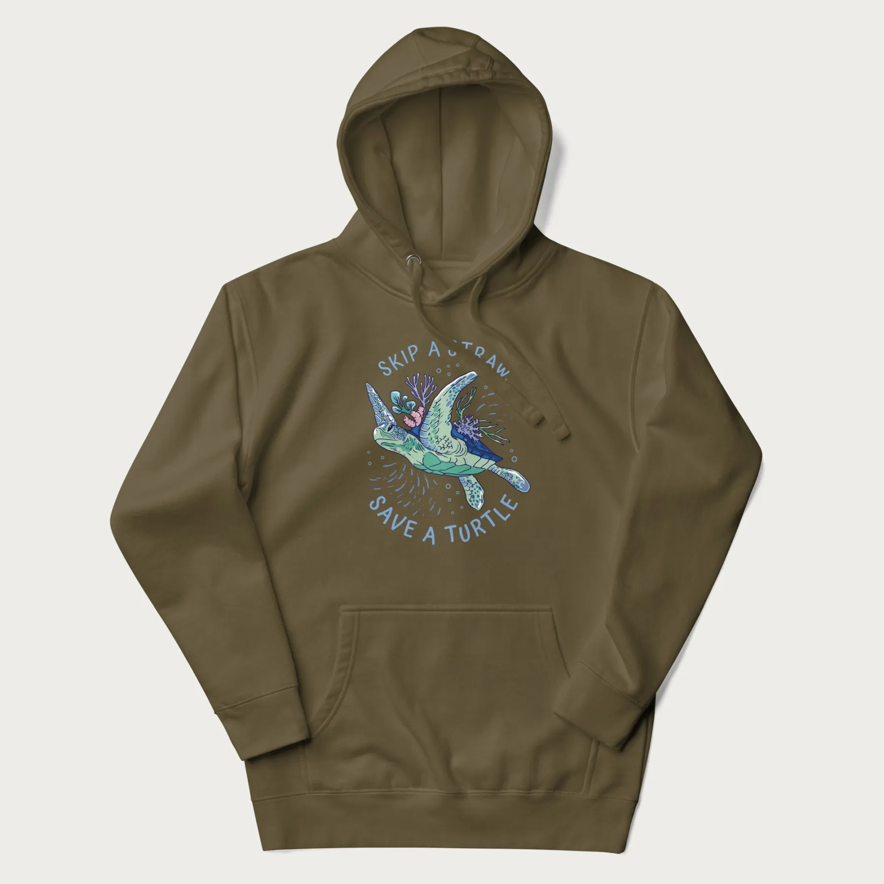 Coral Reef Skip a Straw, Save a Turtle Hoodie - Image 22