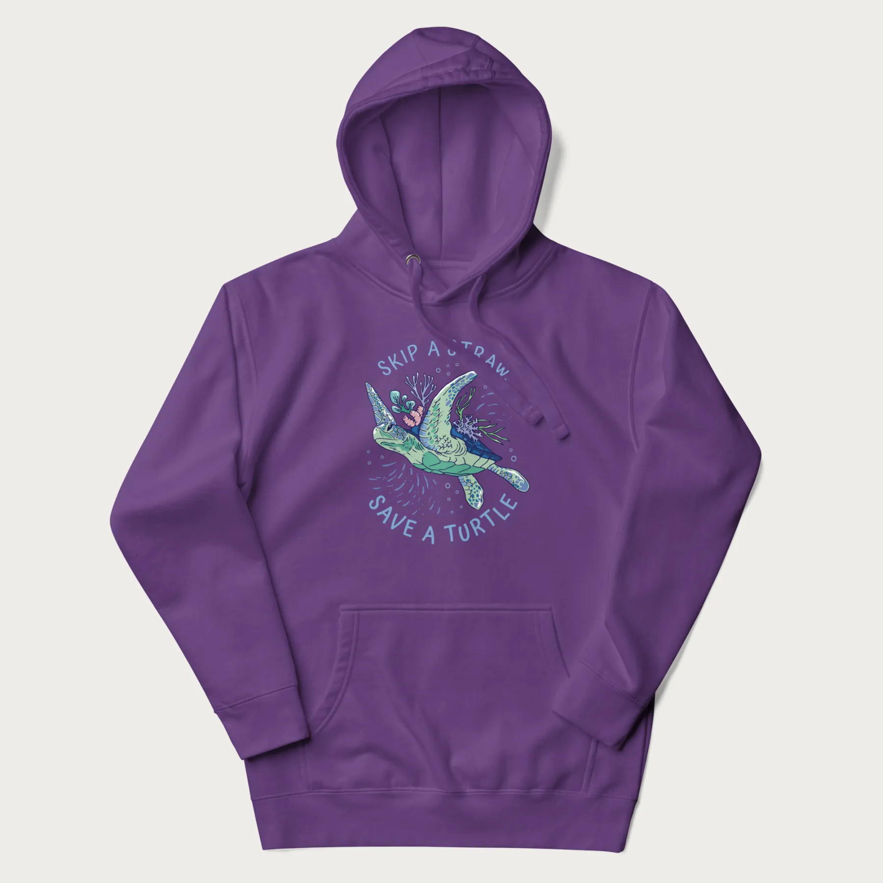 Coral Reef Skip a Straw, Save a Turtle Hoodie - Image 24
