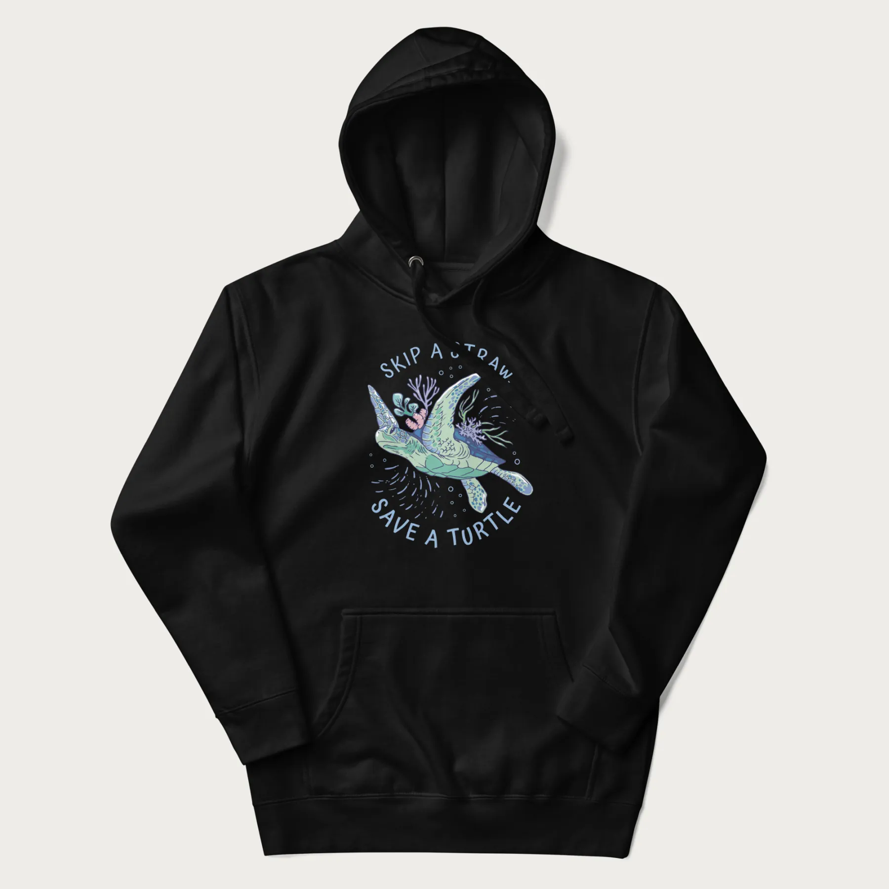 Coral Reef Skip a Straw, Save a Turtle Hoodie - Image 6