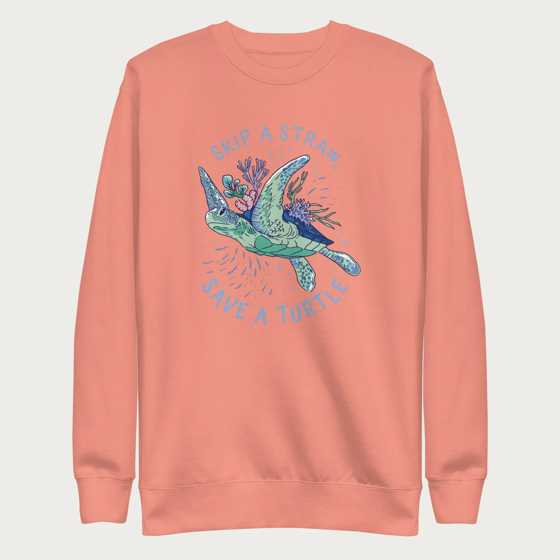 Coral Reef Skip a Straw, Save a Turtle Sweatshirt - Image 12