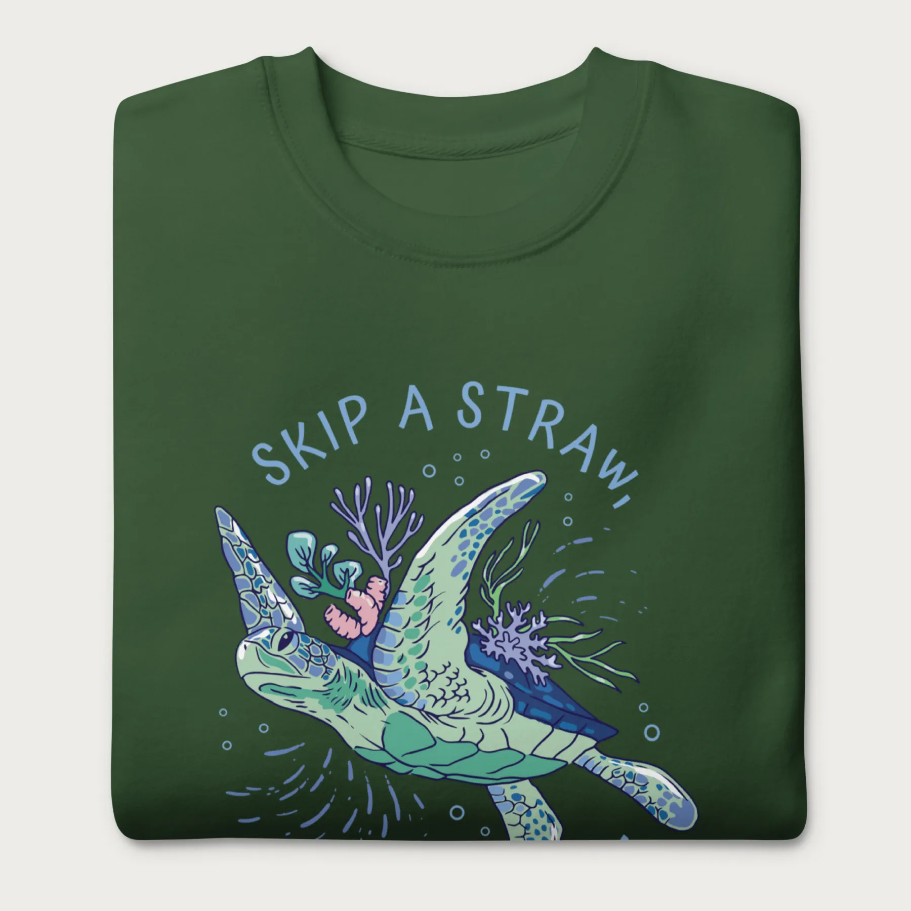 Coral Reef Skip a Straw, Save a Turtle Sweatshirt - Image 7