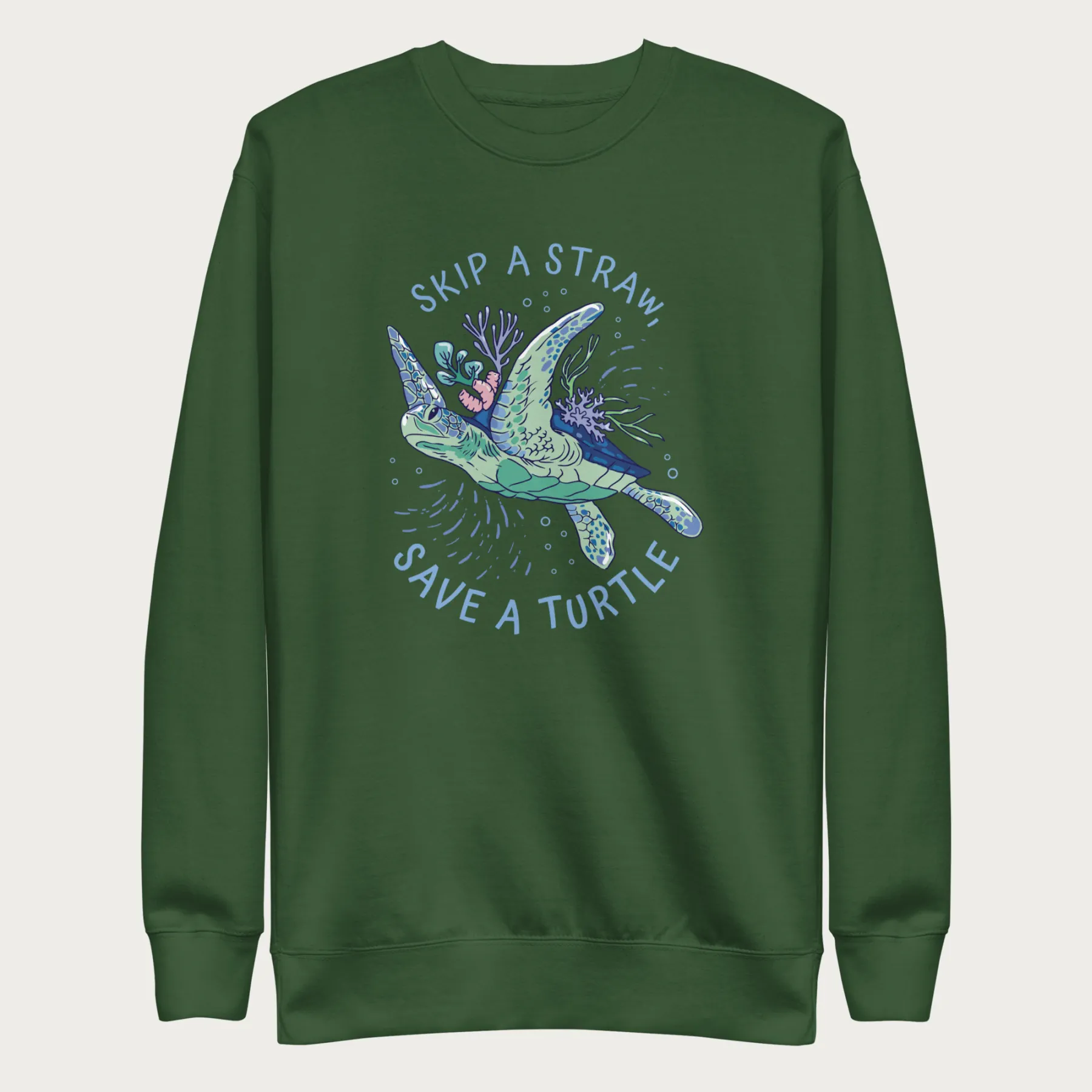 Coral Reef Skip a Straw, Save a Turtle Sweatshirt - Image 8
