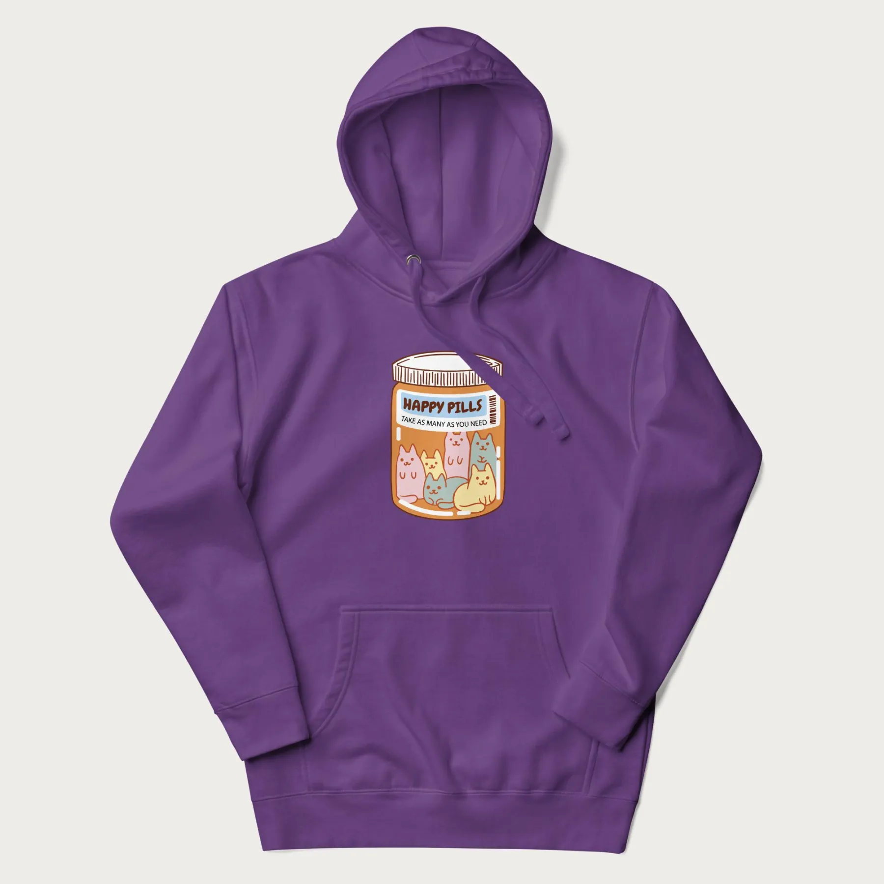 Cute Happy Pills Cat Hoodie - Image 24