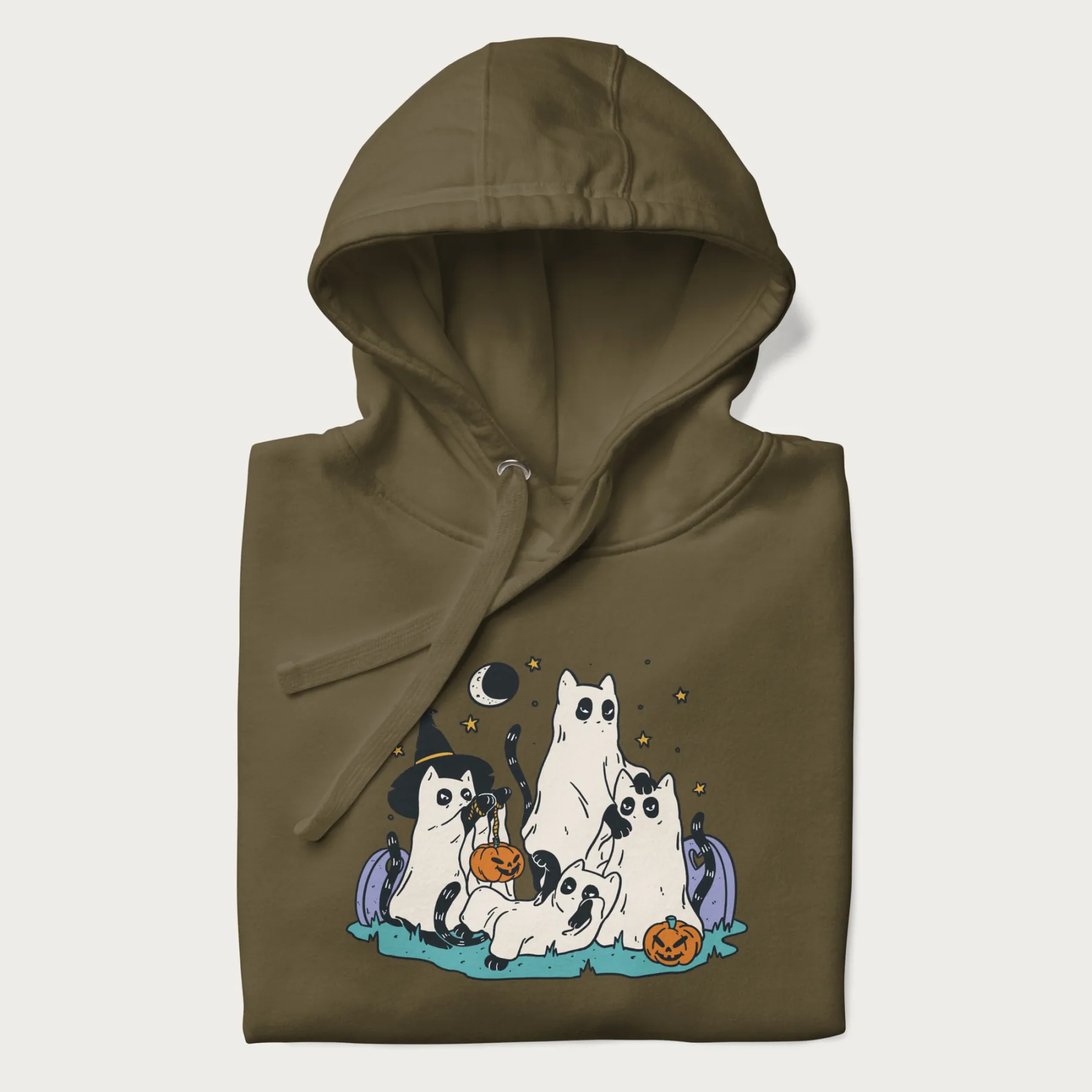 Ghostly Gathering Halloween Cat Hoodie - Image 3
