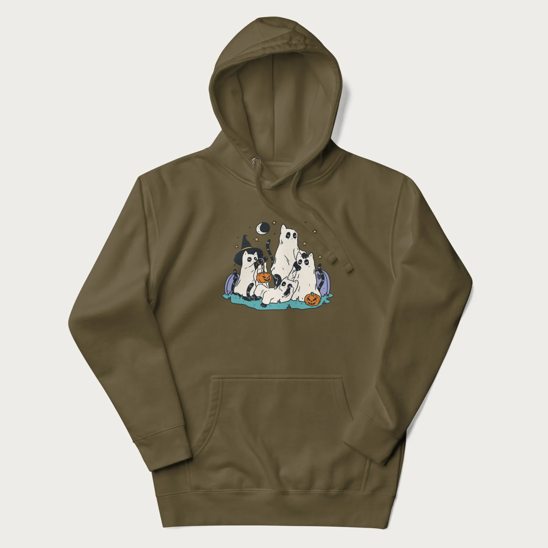 Ghostly Gathering Halloween Cat Hoodie - Image 4
