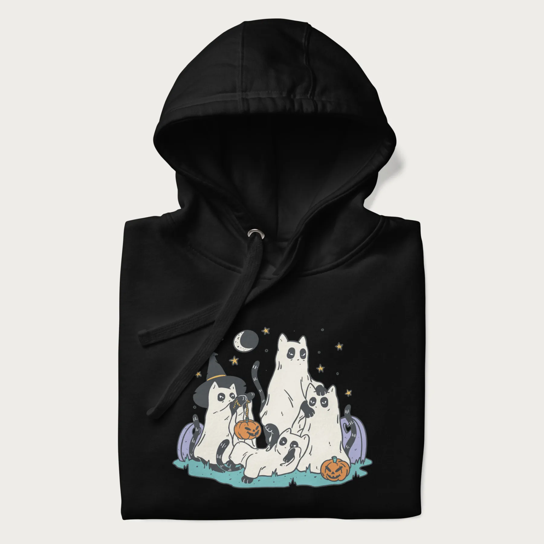 Ghostly Gathering Halloween Cat Hoodie - Image 5