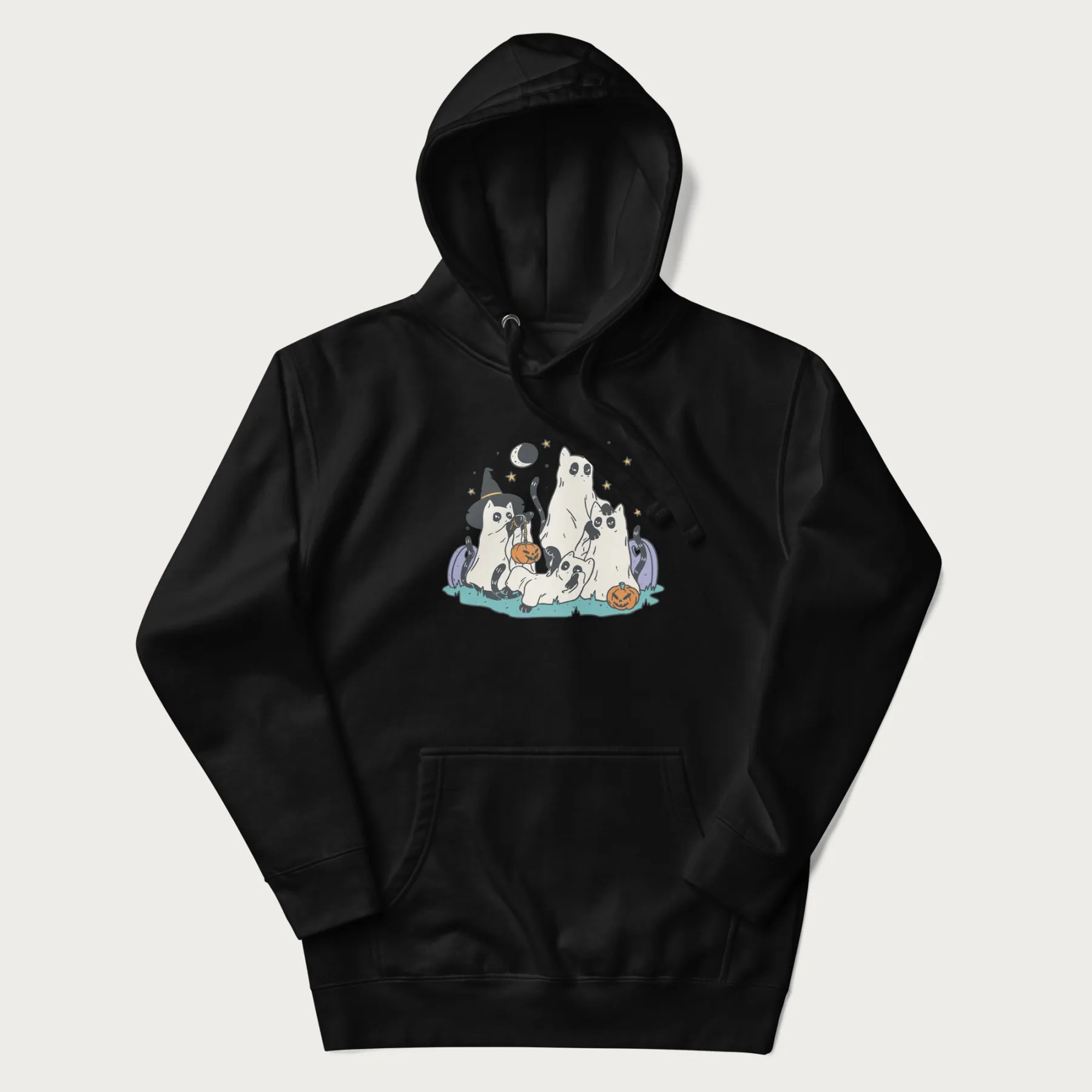 Ghostly Gathering Halloween Cat Hoodie - Image 6
