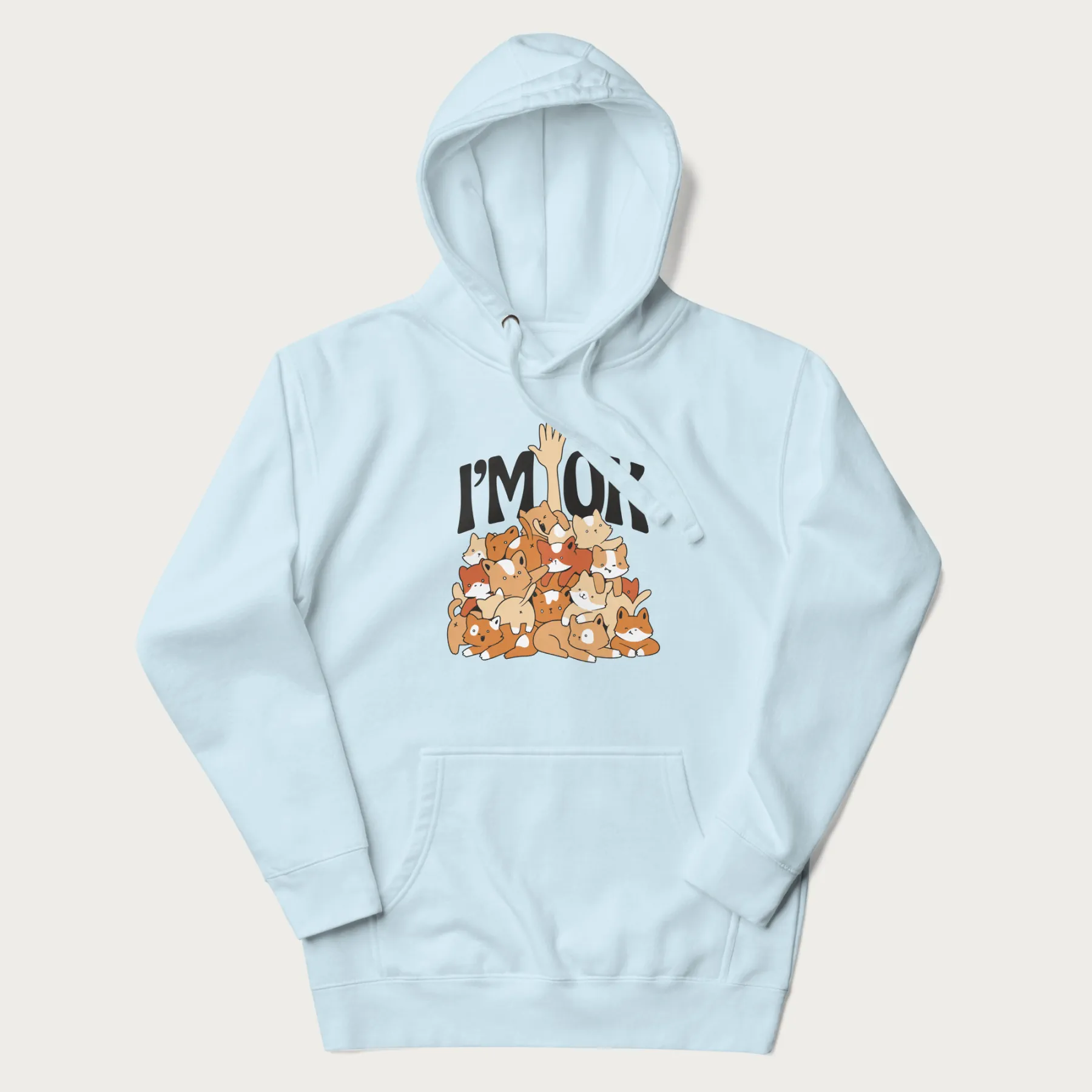 Kitten Pile 'I'm Ok' Cute Cat Hoodie - Image 10