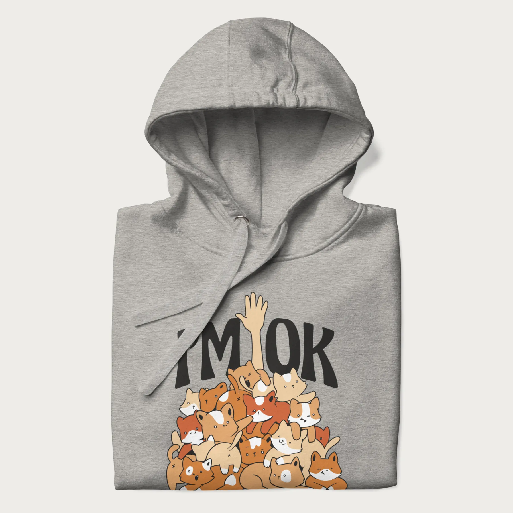 Kitten Pile 'I'm Ok' Cute Cat Hoodie - Image 11