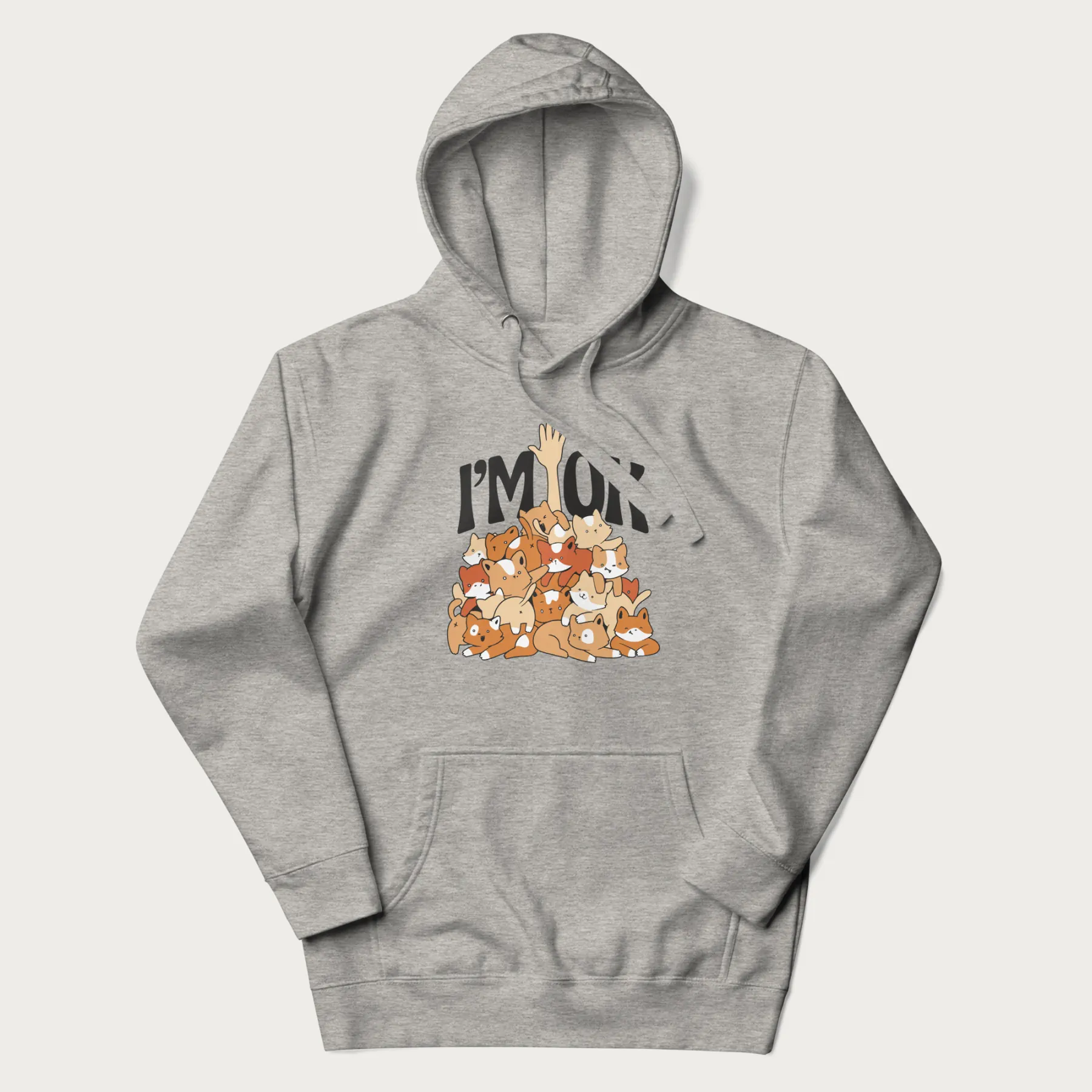 Kitten Pile 'I'm Ok' Cute Cat Hoodie - Image 12