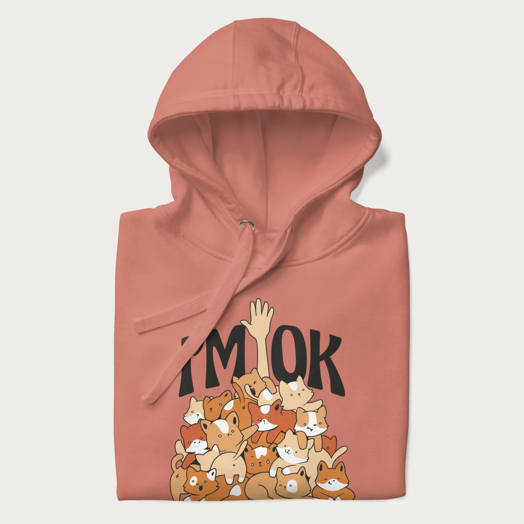 Kitten Pile 'I'm Ok' Cute Cat Hoodie - Image 13