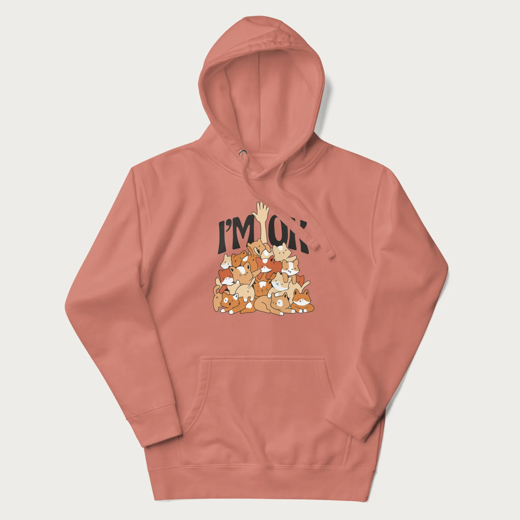 Kitten Pile 'I'm Ok' Cute Cat Hoodie - Image 14