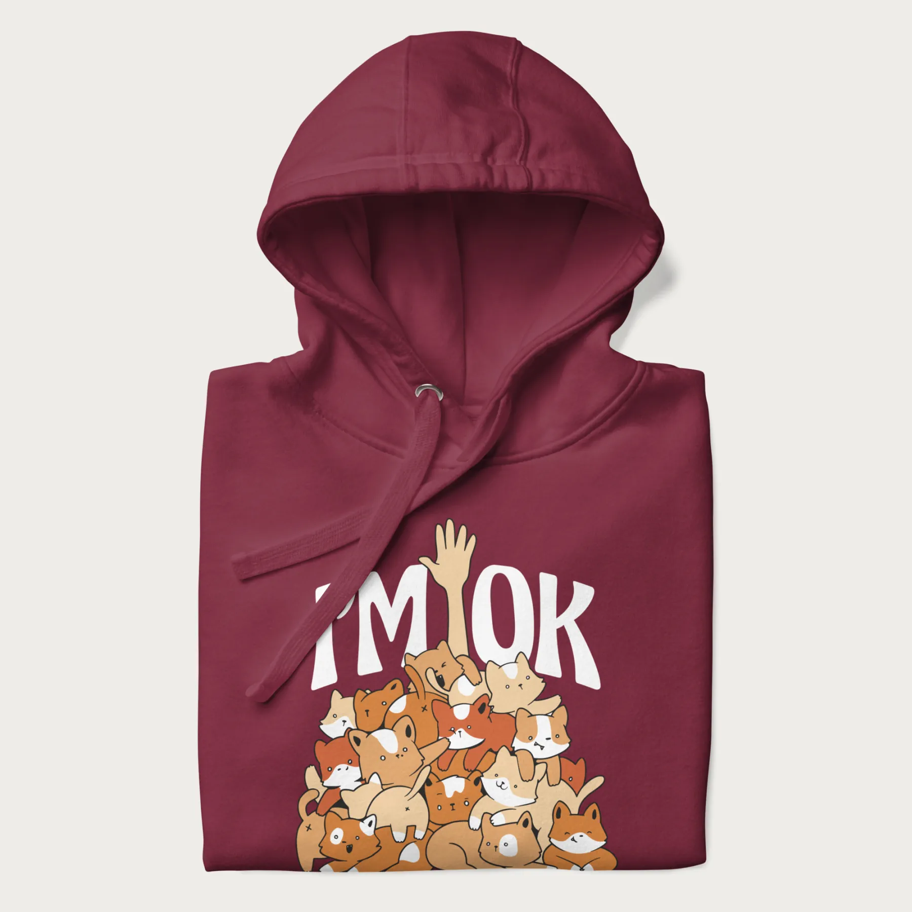 Kitten Pile 'I'm Ok' Cute Cat Hoodie - Image 15