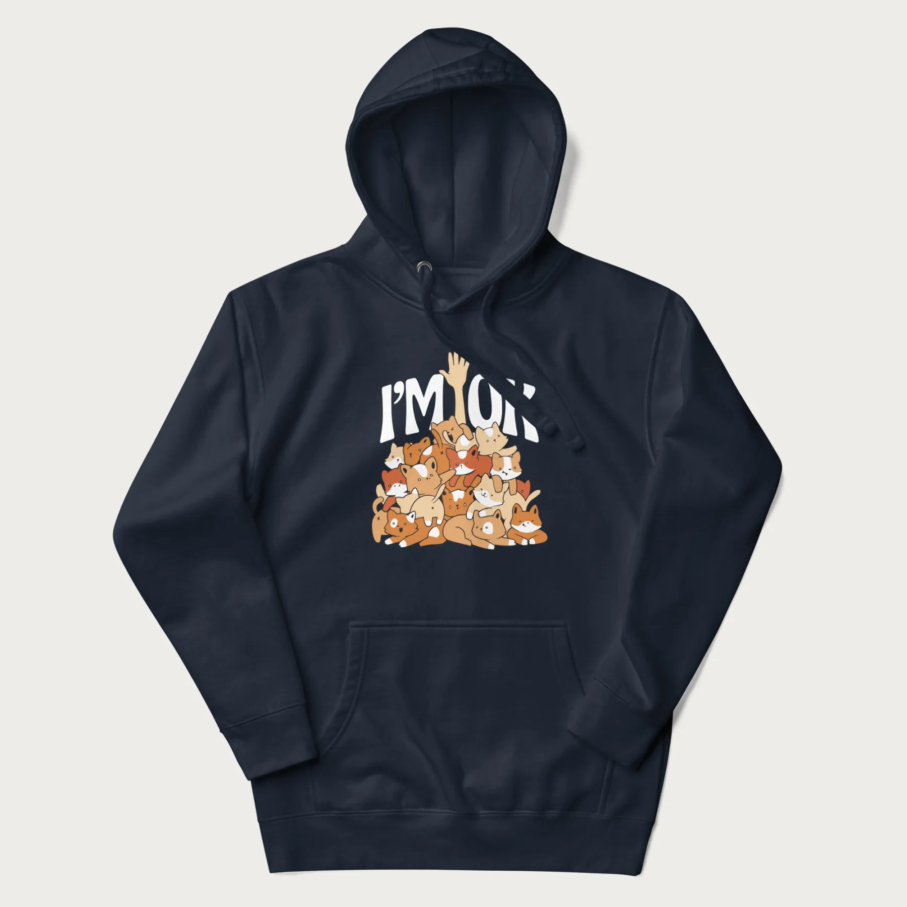 Kitten Pile 'I'm Ok' Cute Cat Hoodie - Image 18