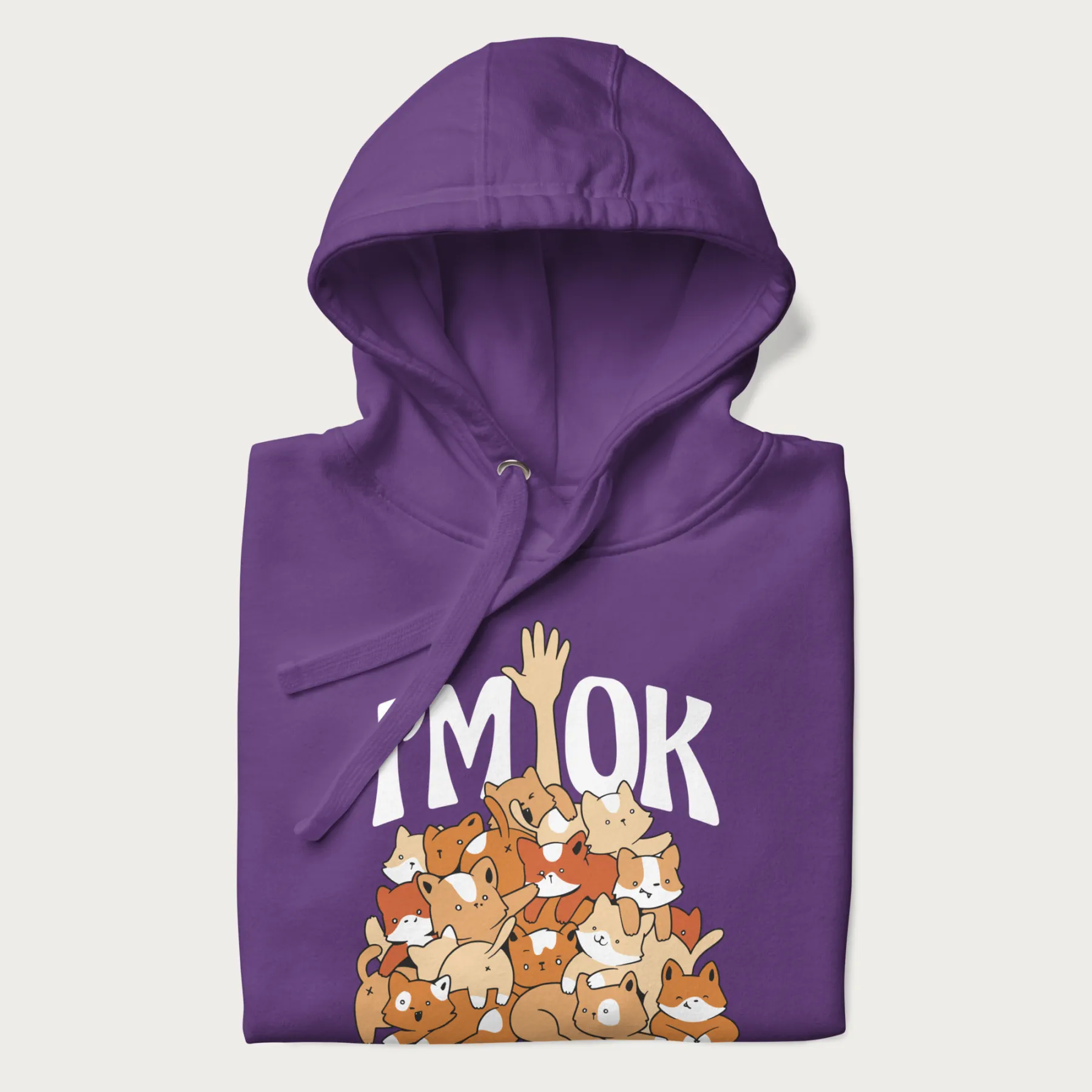 Kitten Pile 'I'm Ok' Cute Cat Hoodie - Image 19