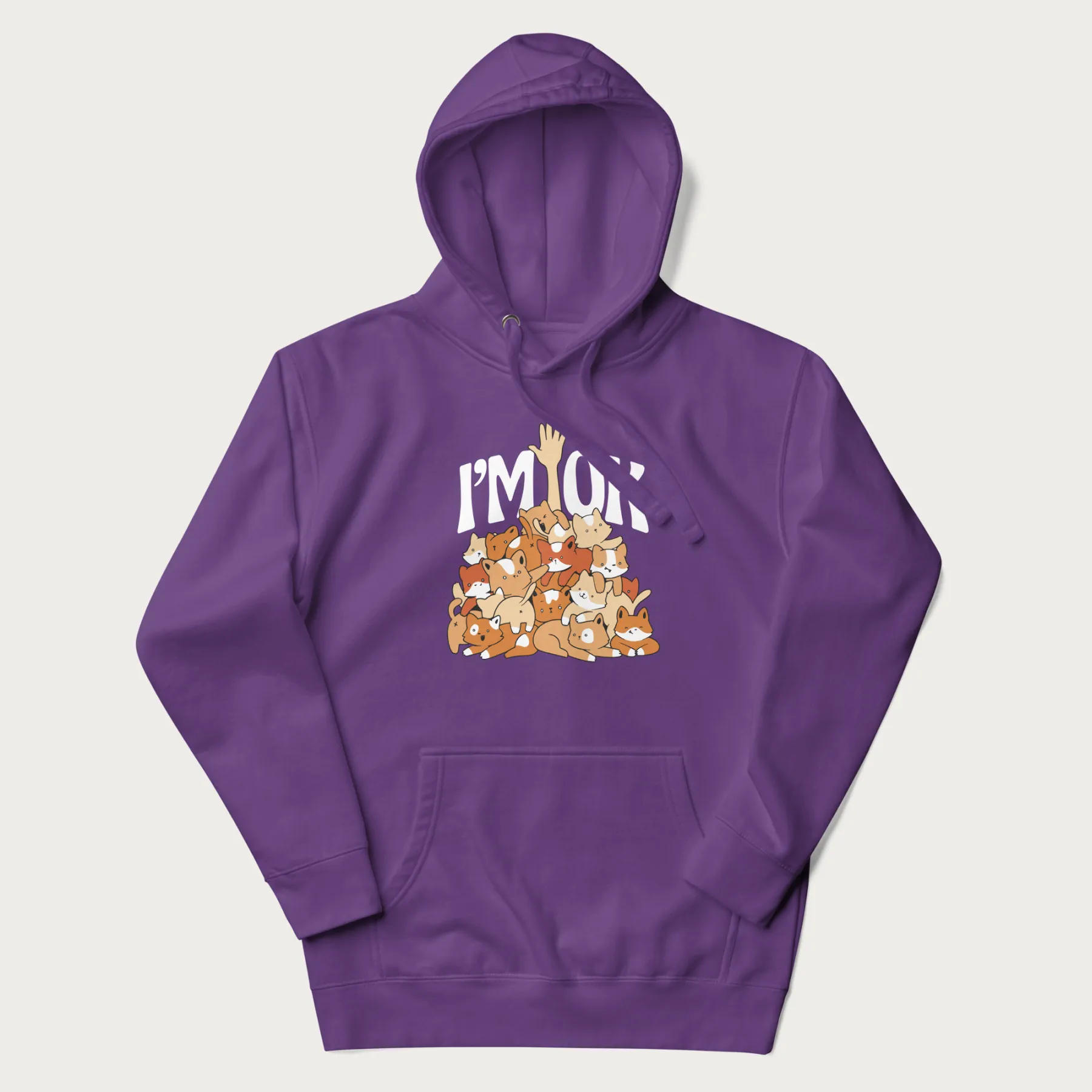 Kitten Pile 'I'm Ok' Cute Cat Hoodie - Image 20