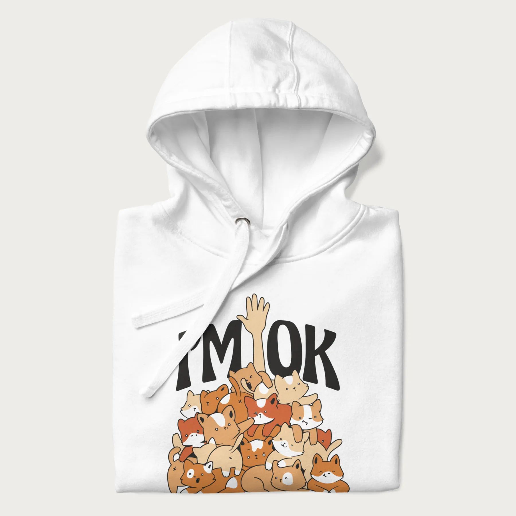 Kitten Pile 'I'm Ok' Cute Cat Hoodie - Image 23
