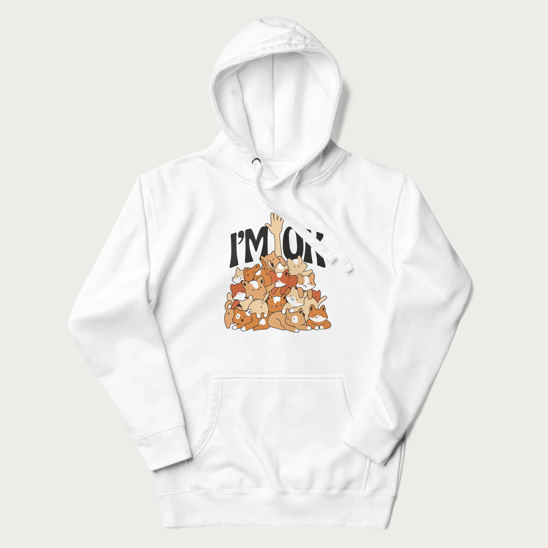 Kitten Pile 'I'm Ok' Cute Cat Hoodie - Image 24