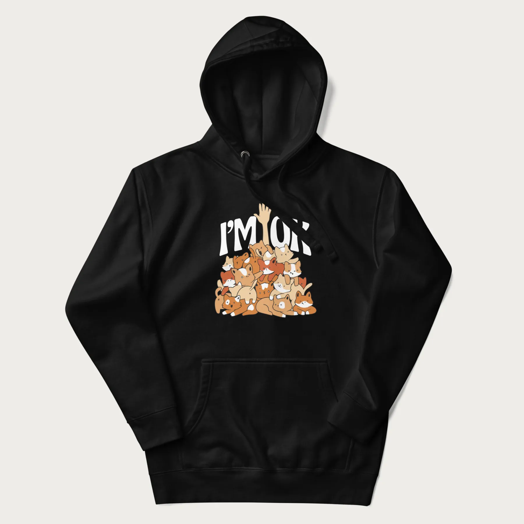 Kitten Pile 'I'm Ok' Cute Cat Hoodie - Image 4