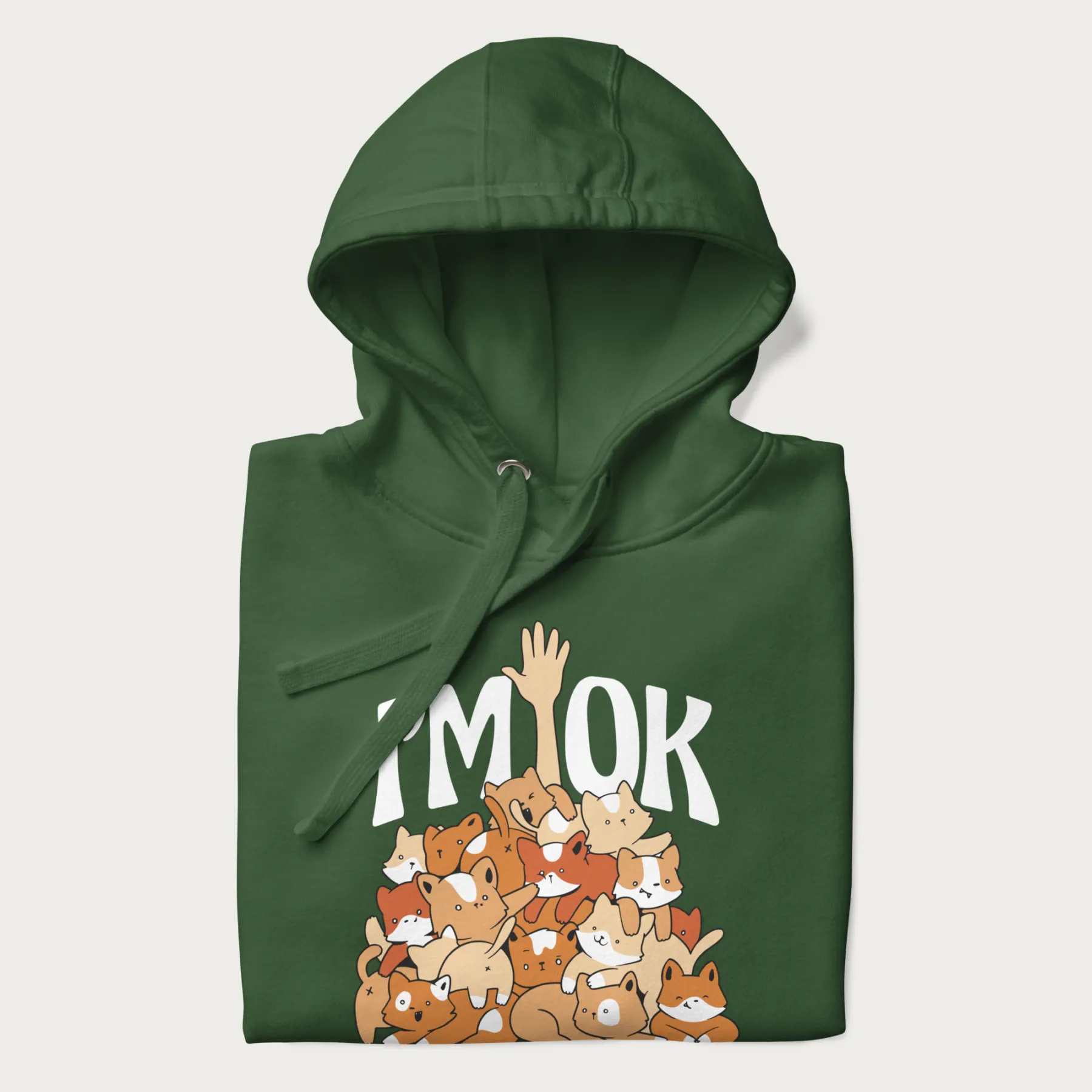 Kitten Pile 'I'm Ok' Cute Cat Hoodie - Image 7