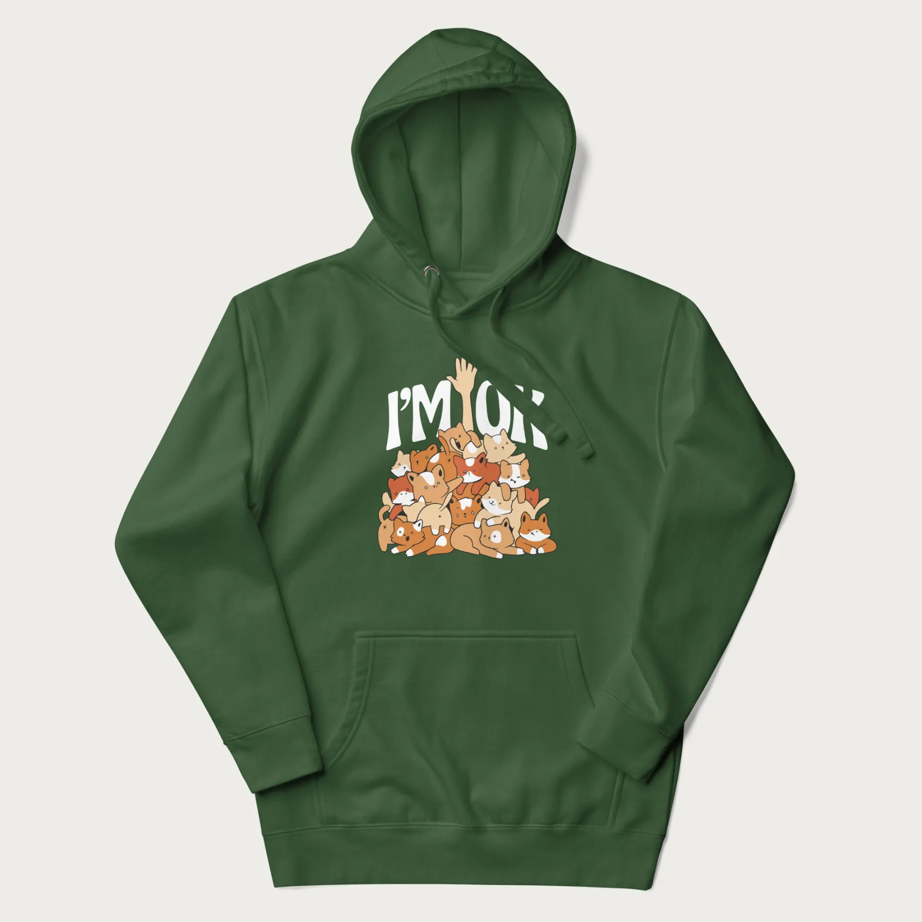 Kitten Pile 'I'm Ok' Cute Cat Hoodie - Image 8