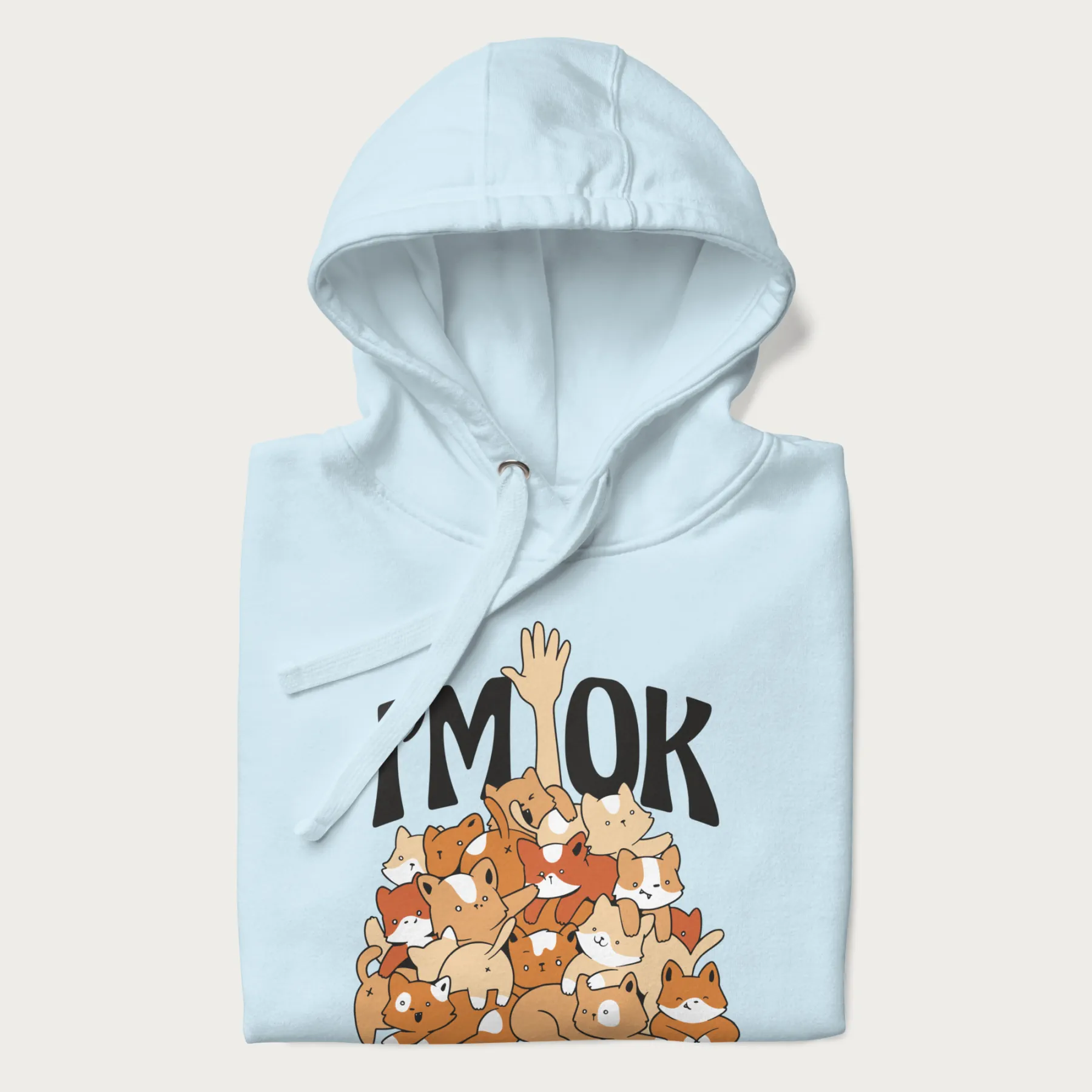 Kitten Pile 'I'm Ok' Cute Cat Hoodie - Image 9