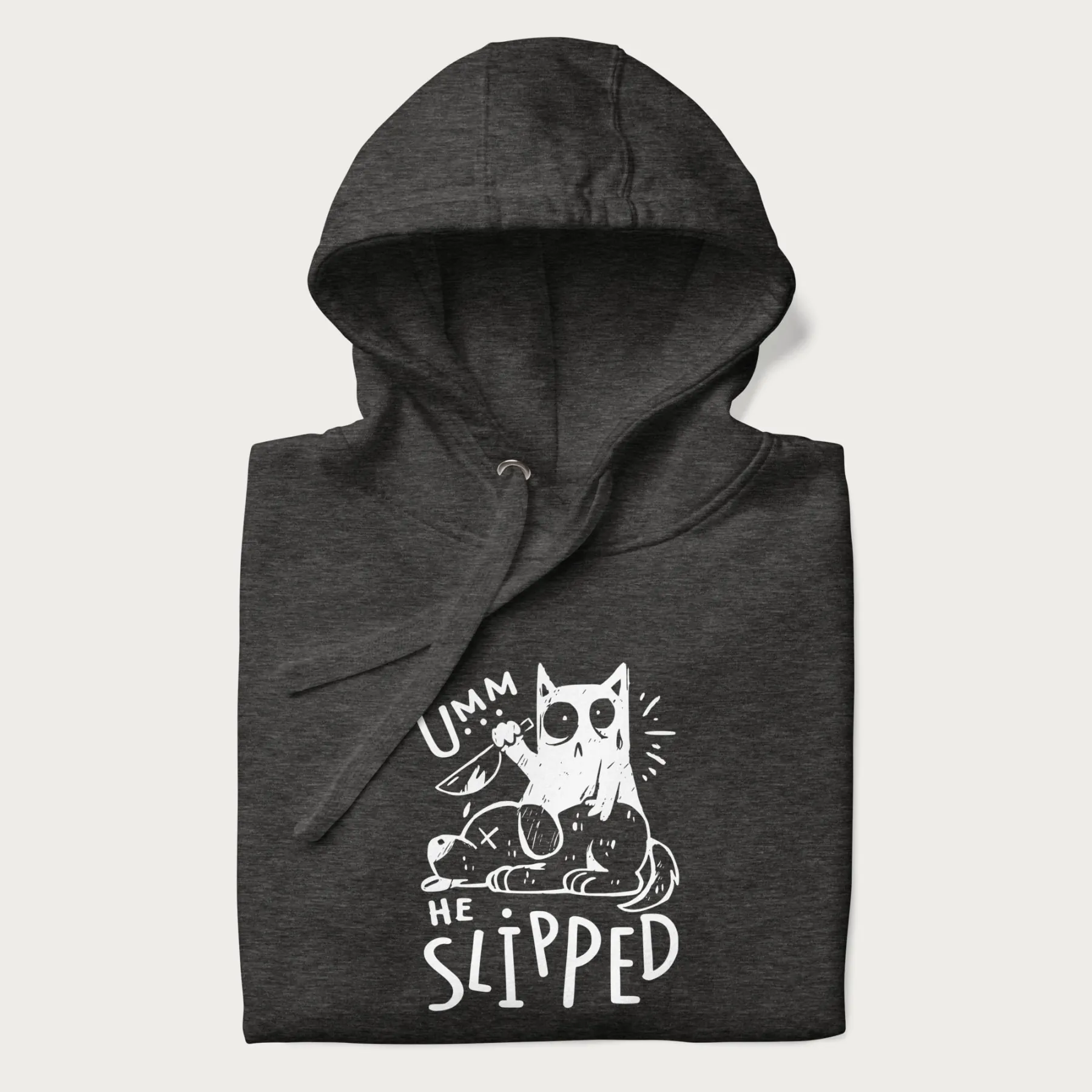 Mischievous 'Umm, He Slipped' Funny Cat Hoodie - Image 11