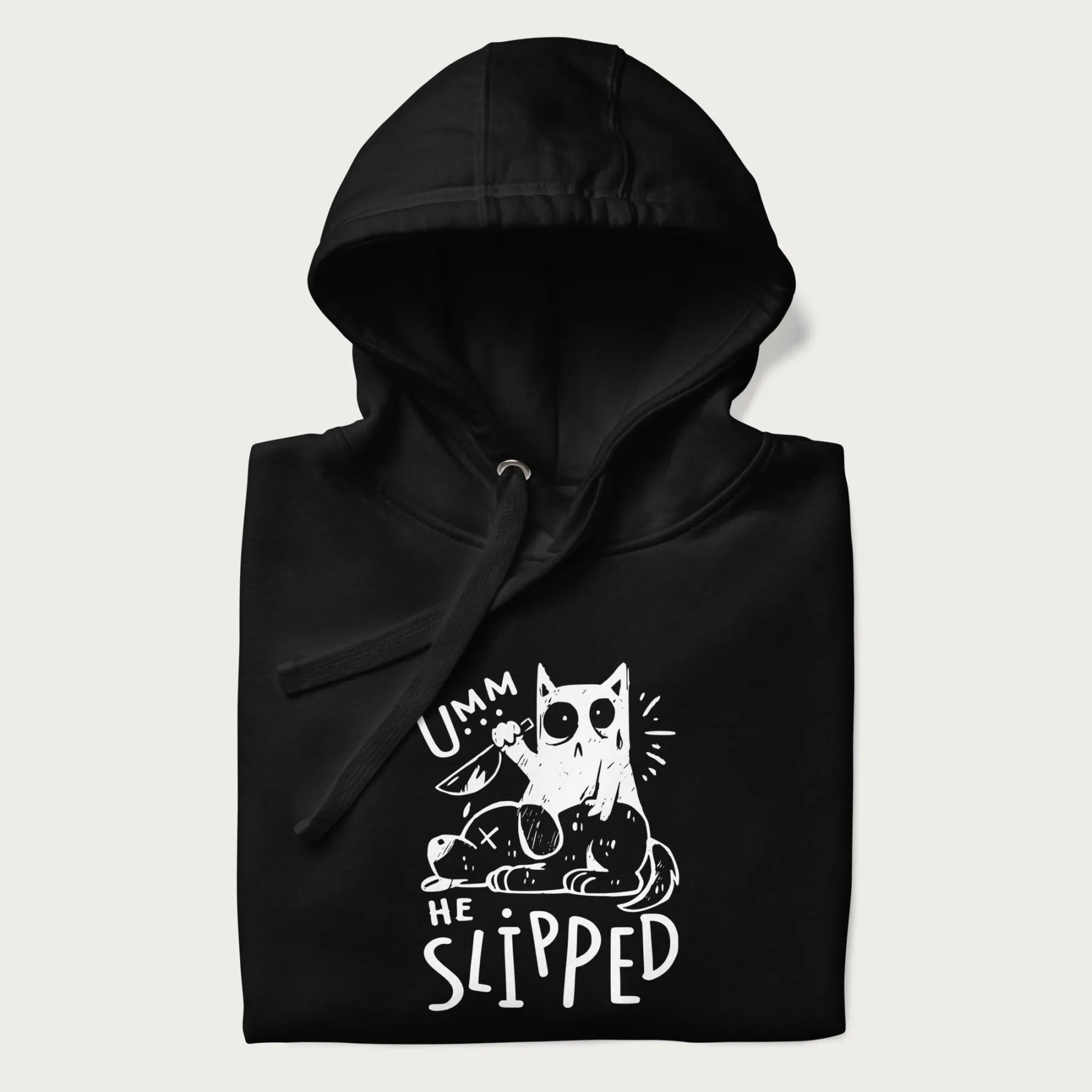Mischievous 'Umm, He Slipped' Funny Cat Hoodie - Image 13