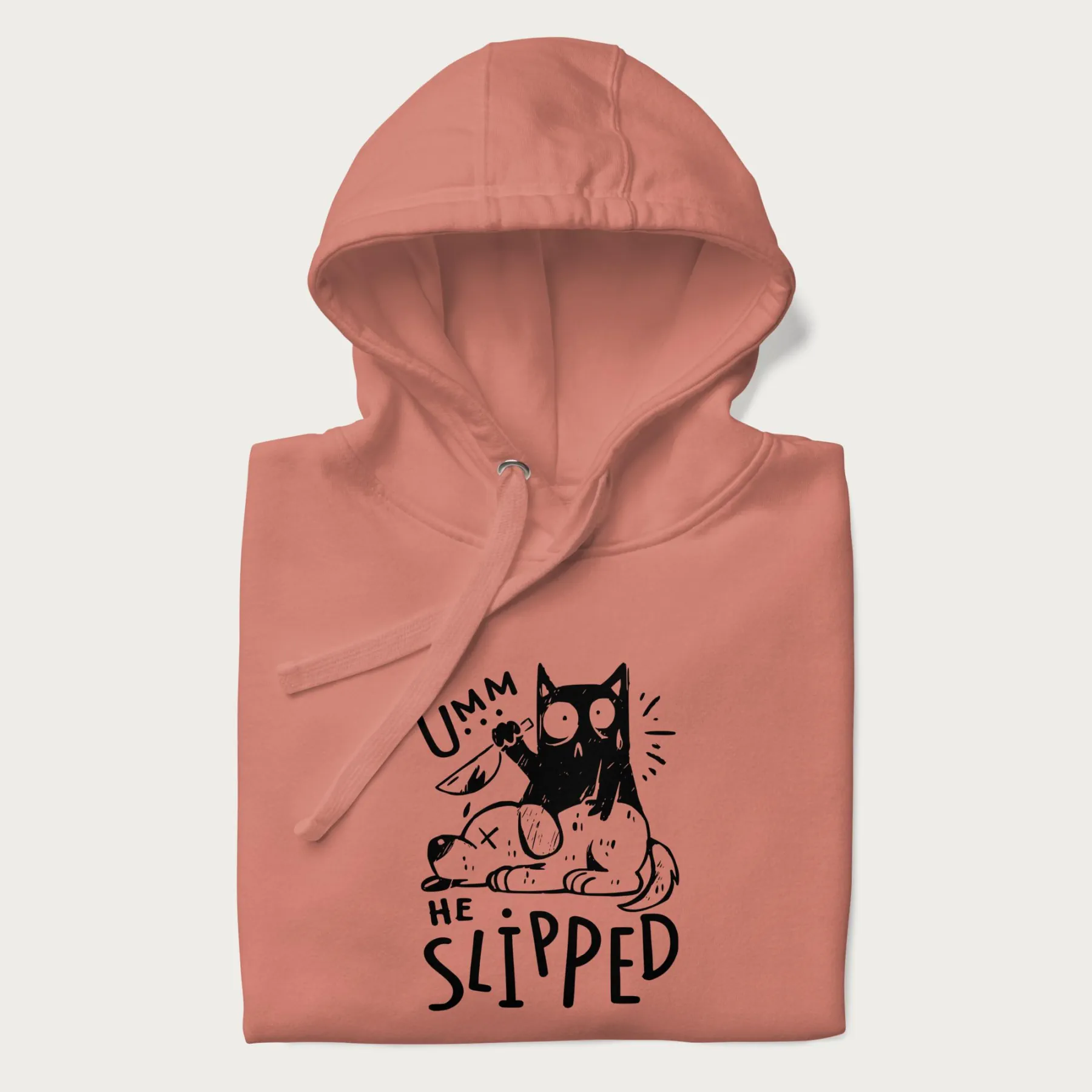 Mischievous 'Umm, He Slipped' Funny Cat Hoodie - Image 15