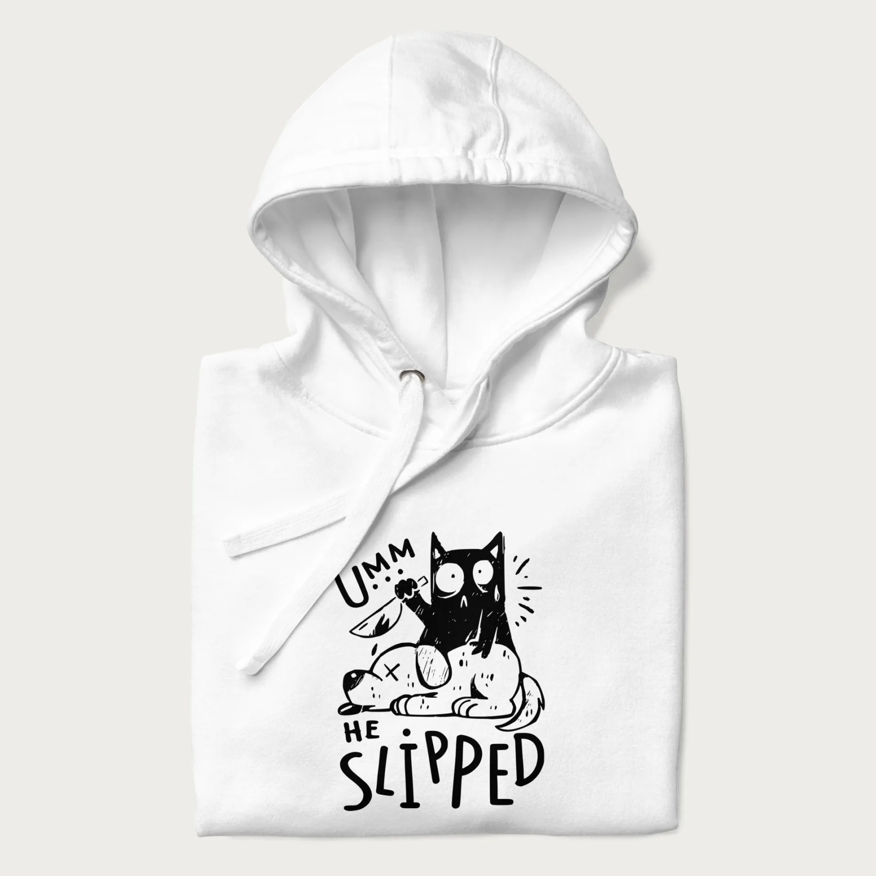 Mischievous 'Umm, He Slipped' Funny Cat Hoodie - Image 17