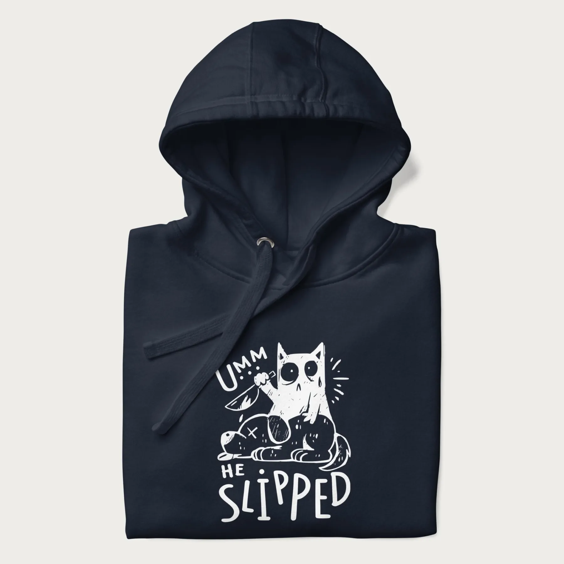 Mischievous 'Umm, He Slipped' Funny Cat Hoodie - Image 3