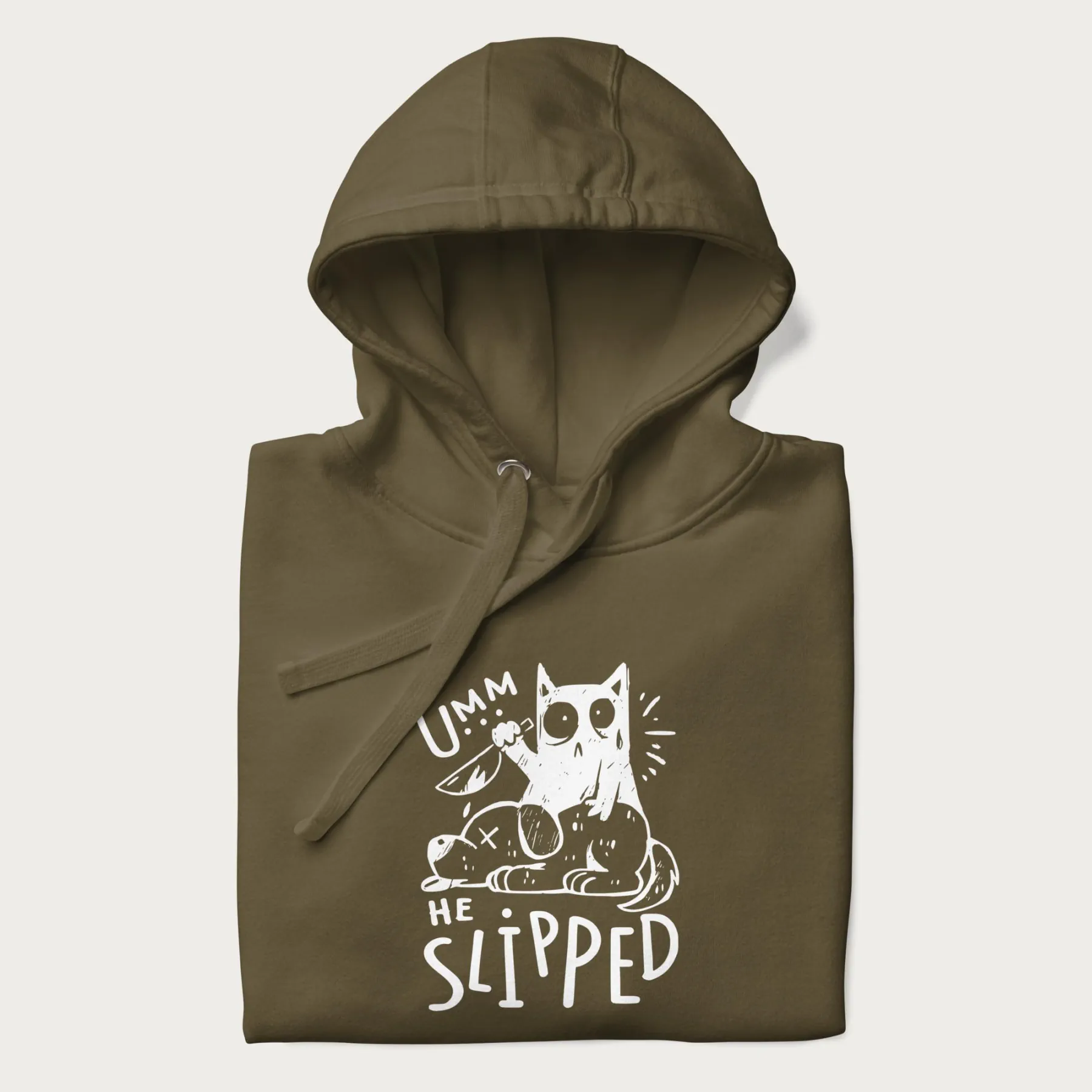 Mischievous 'Umm, He Slipped' Funny Cat Hoodie - Image 5