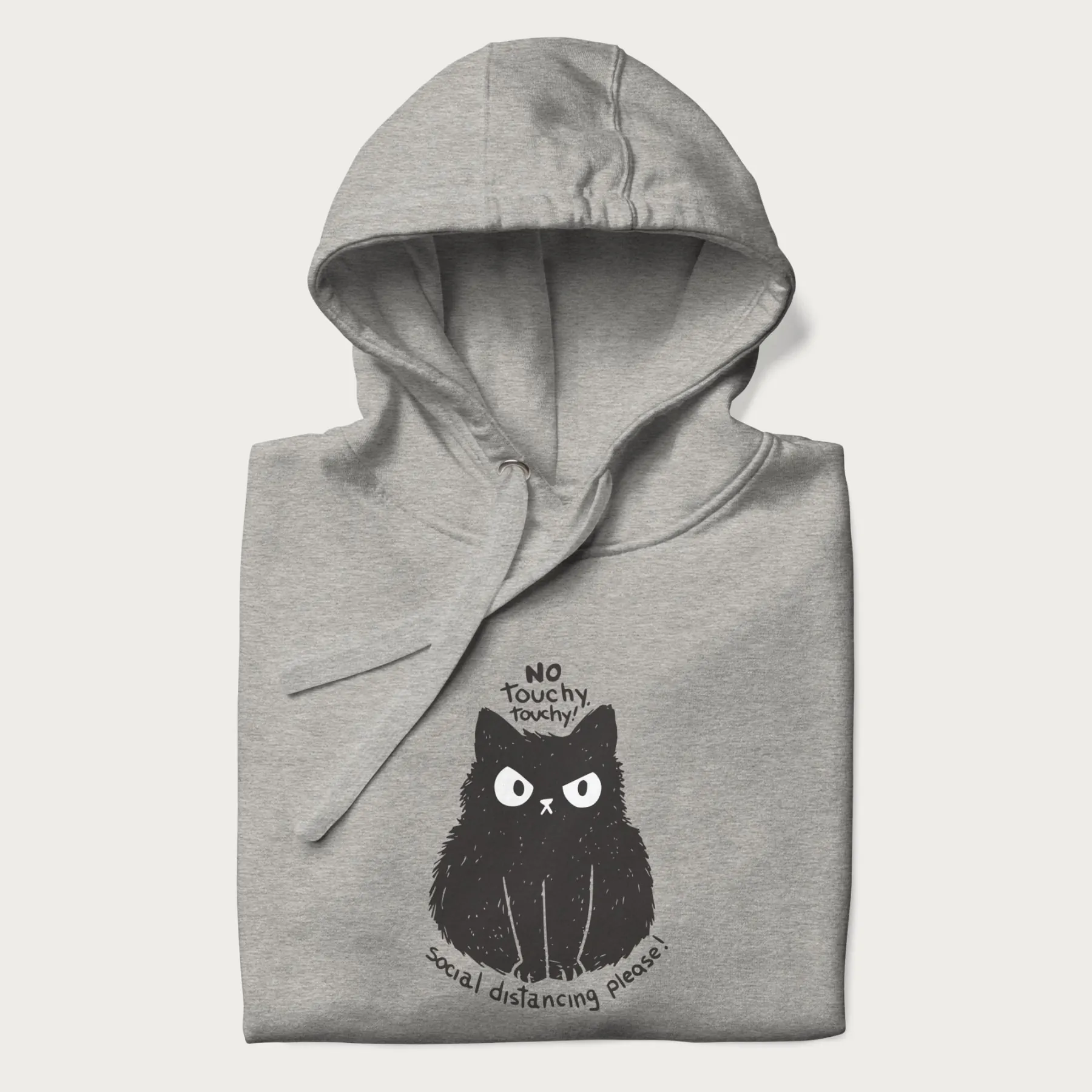 'No Touchy Touchy' Social Distancing Cat Hoodie - Image 15