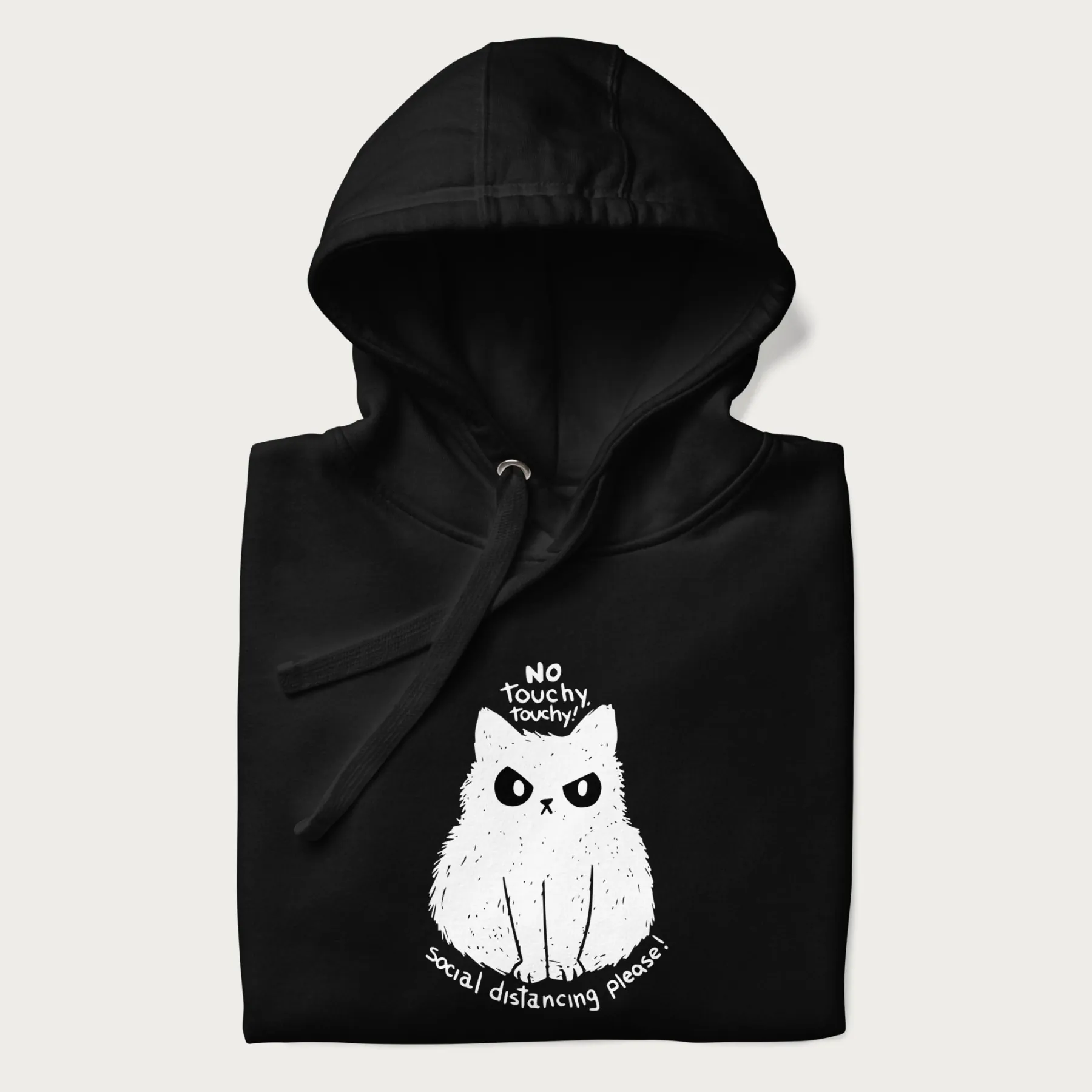 'No Touchy Touchy' Social Distancing Cat Hoodie - Image 17