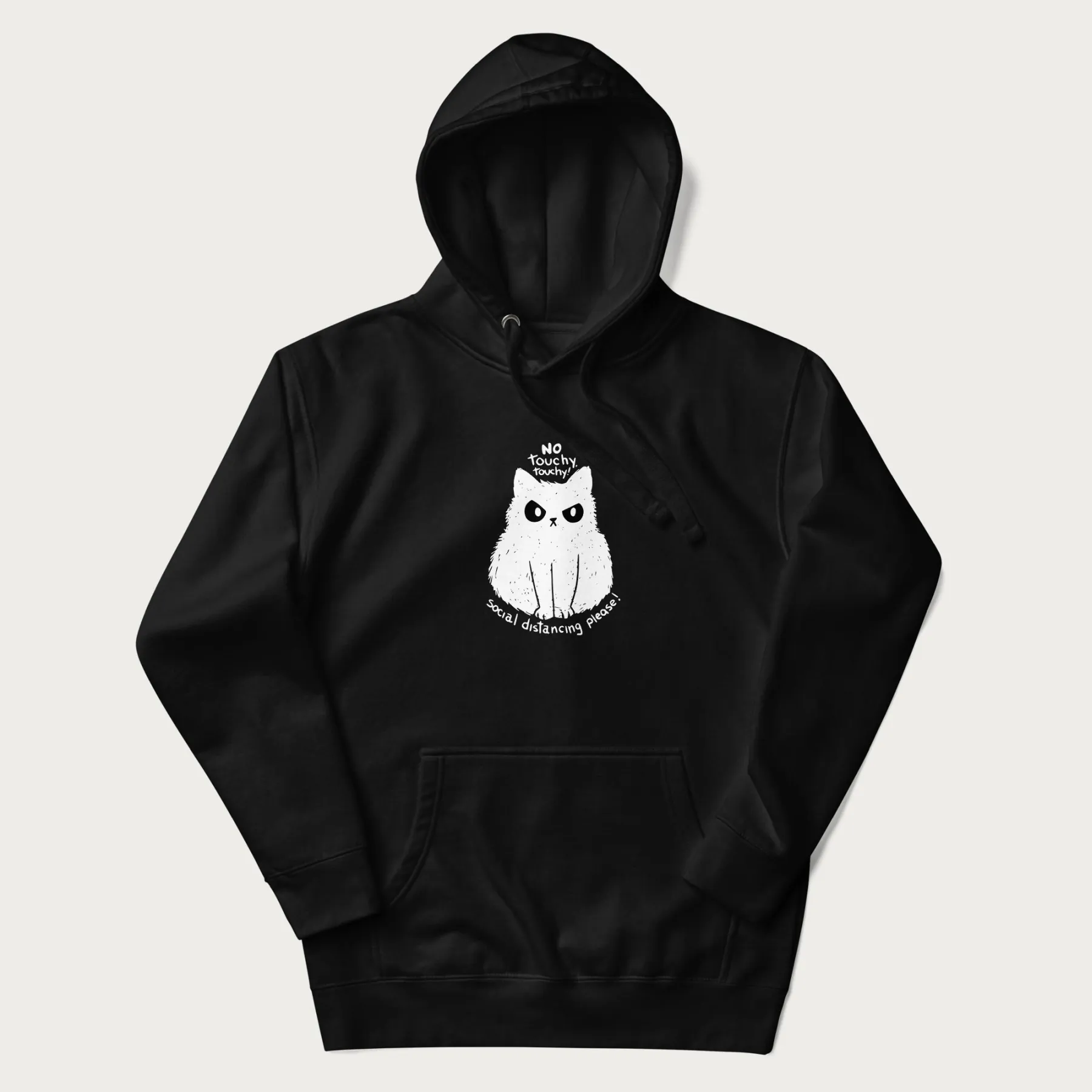 'No Touchy Touchy' Social Distancing Cat Hoodie - Image 18