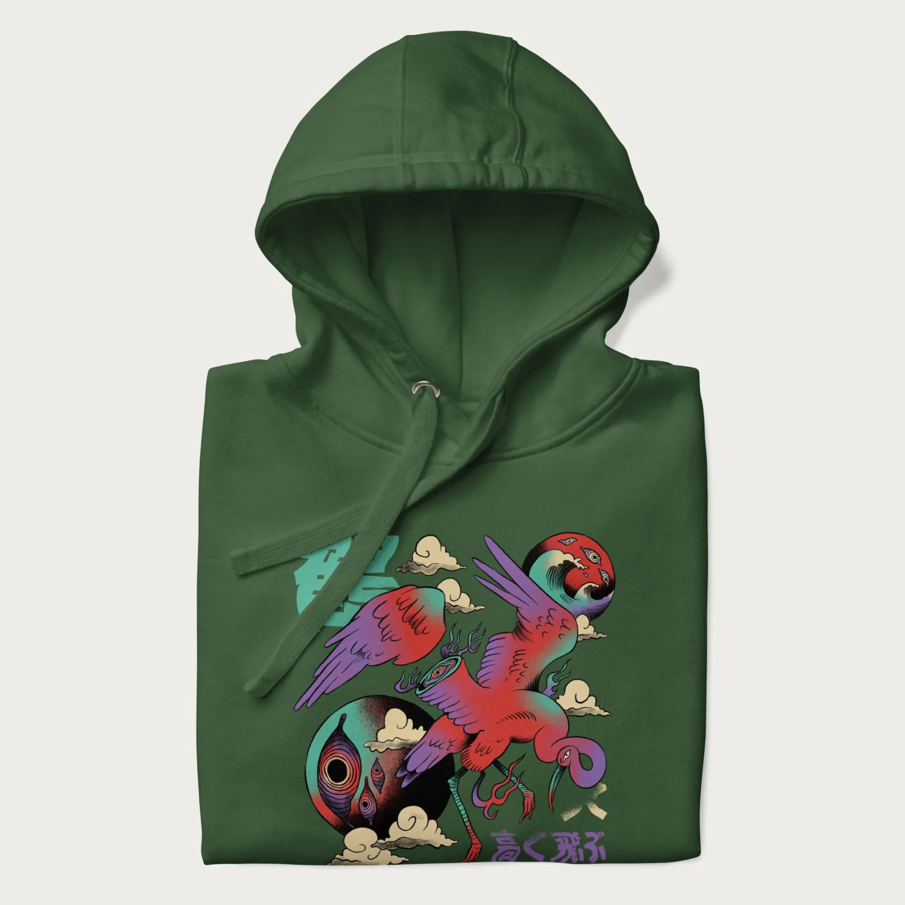 Psychedelic Japanese Crane Hoodie - Image 3
