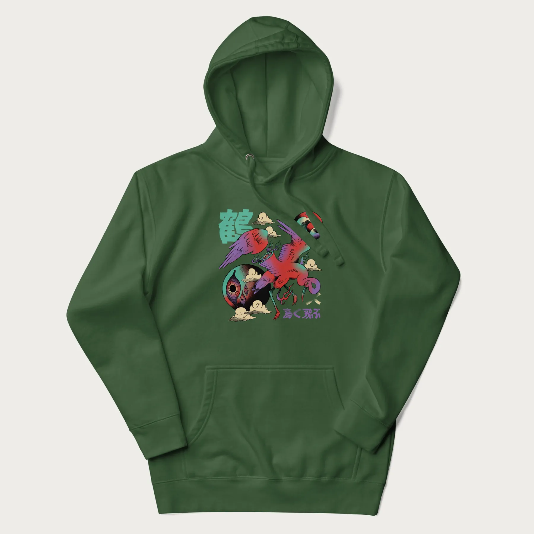 Psychedelic Japanese Crane Hoodie - Image 4
